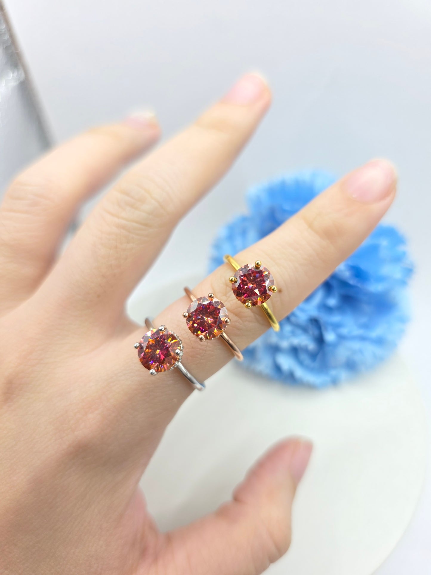 2 Carat Watermelon Moissanite Ring