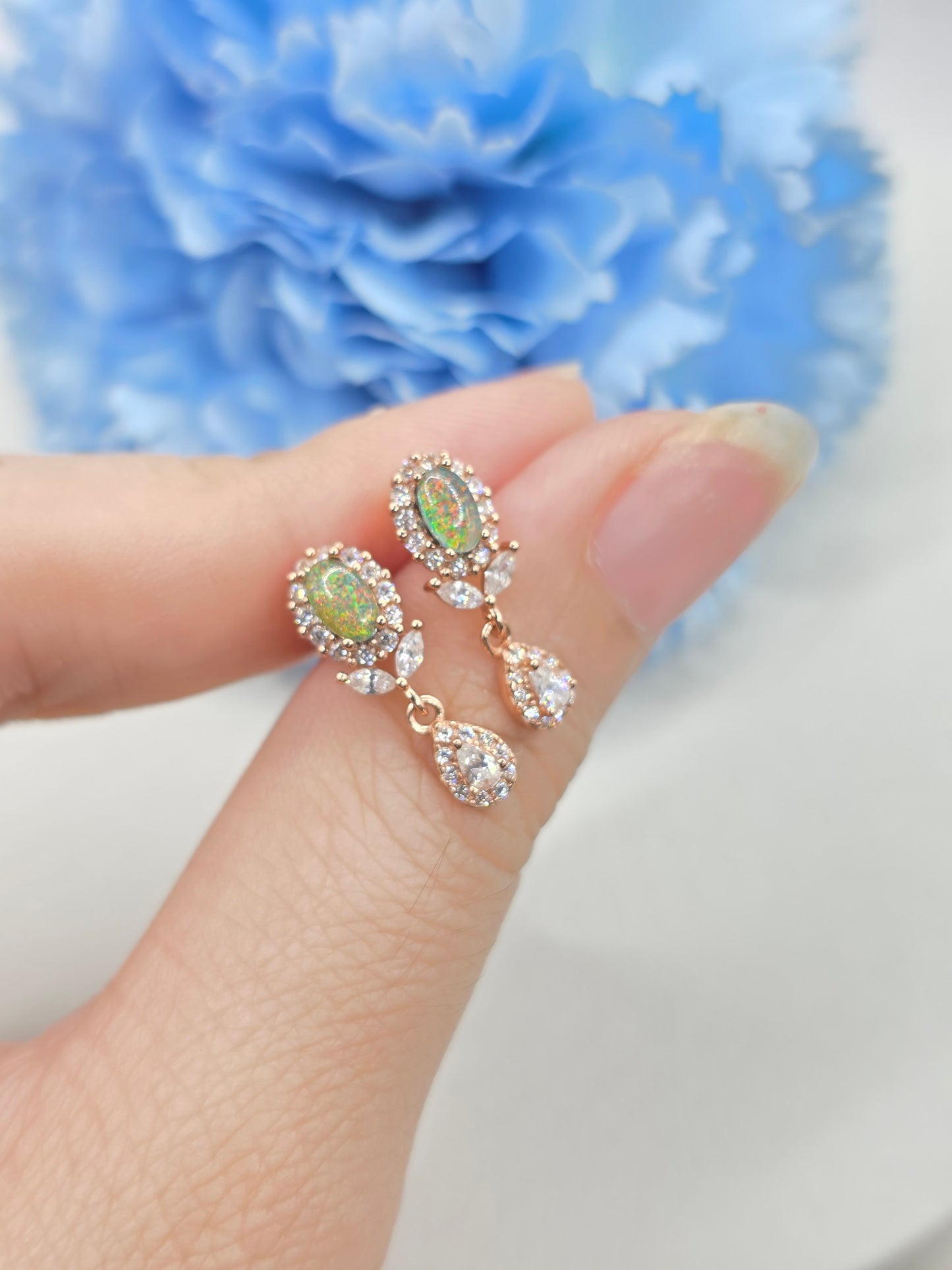 Australian Opal Dangle Earrings