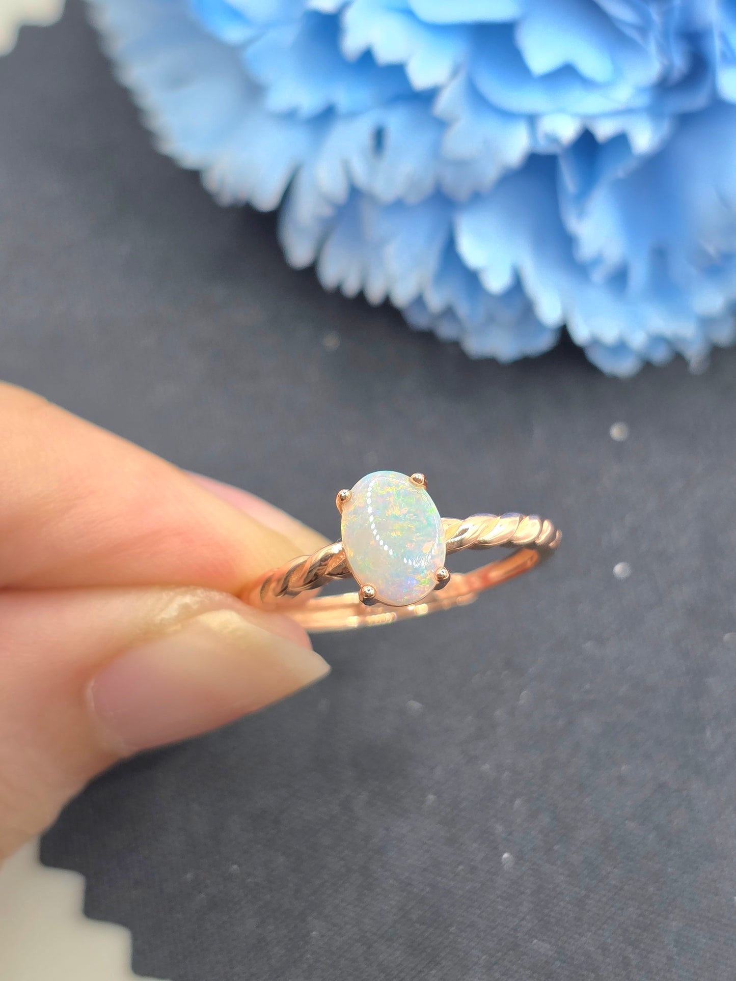Twisted Band Australian Opal Ring