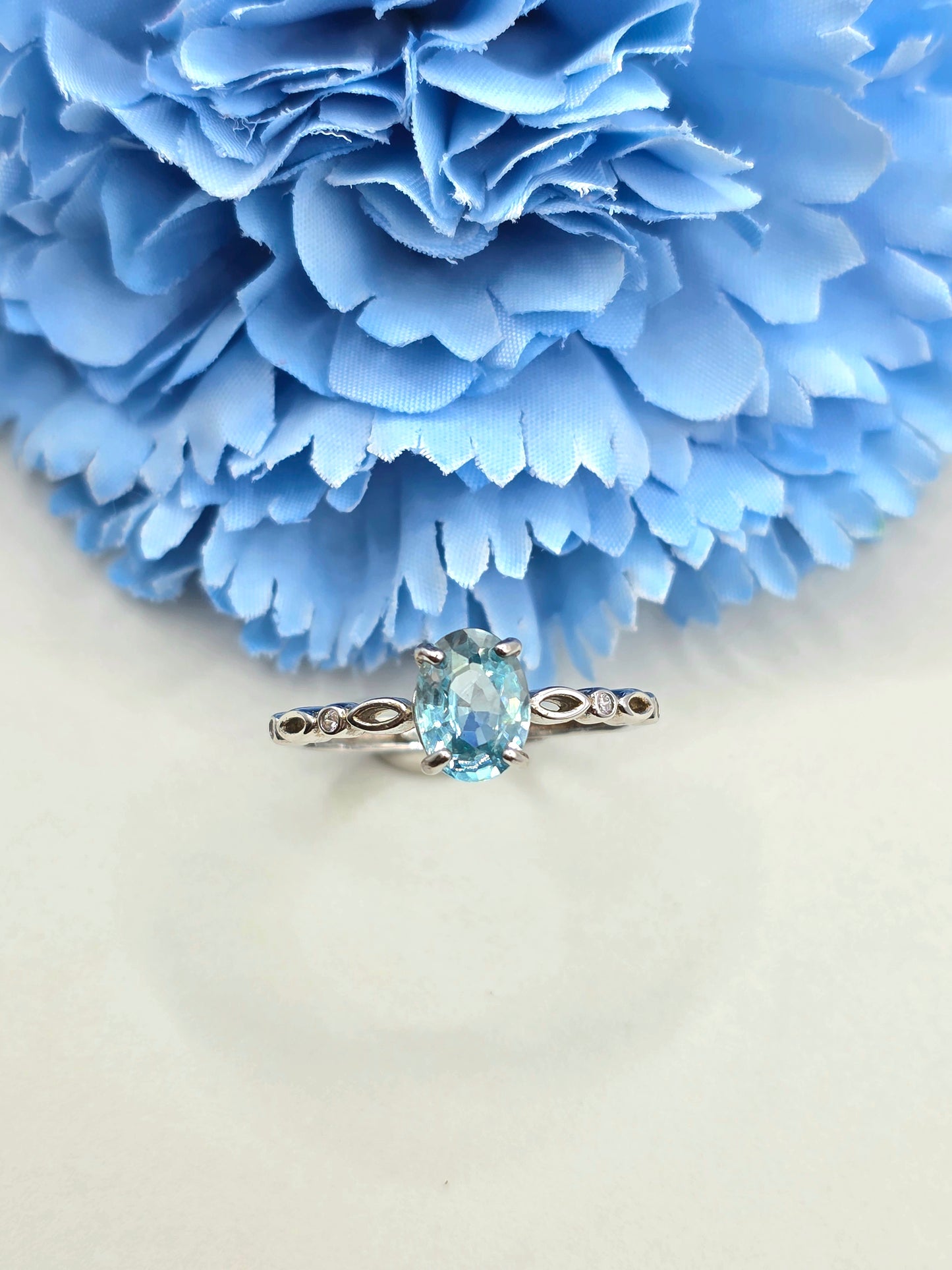 Natural Blue Zircon Ring