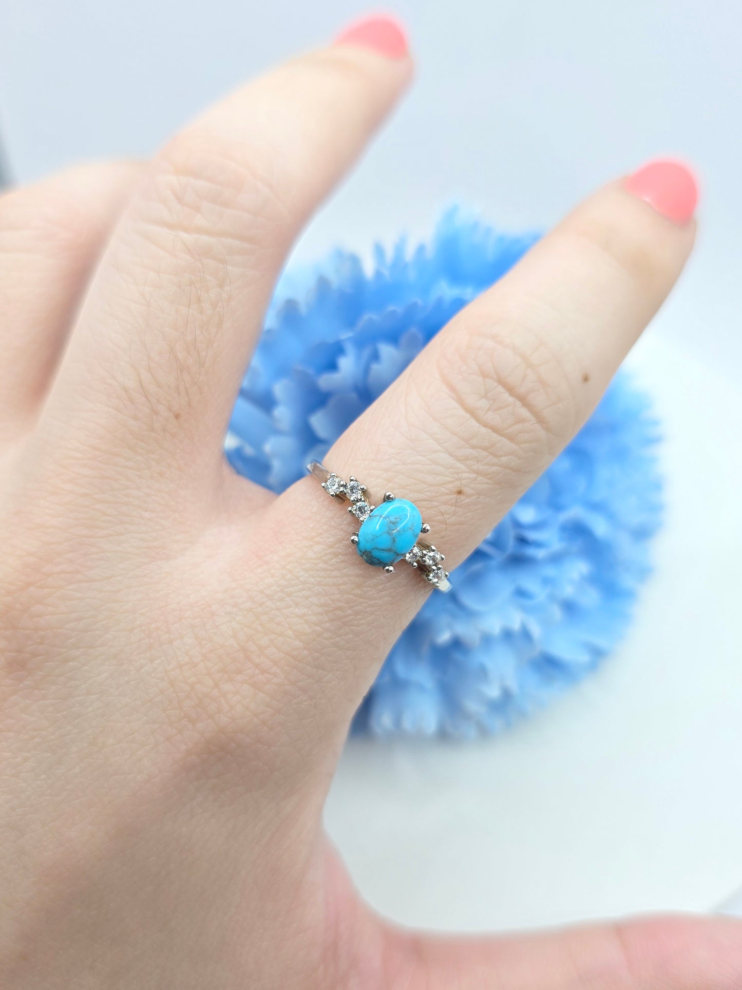 Natural Oval Turquoise S925 Sterling Silver Ring
