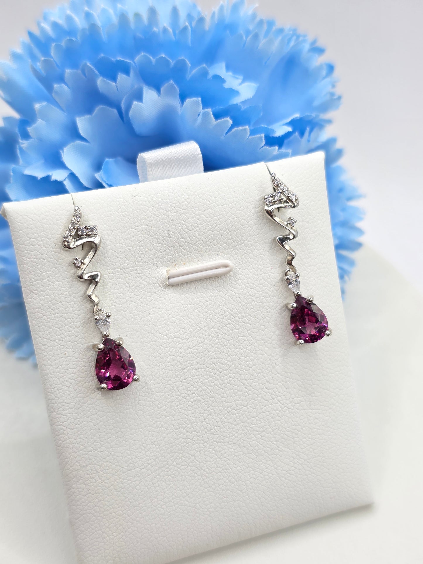 Rhodonite Garnet Dangle Studs