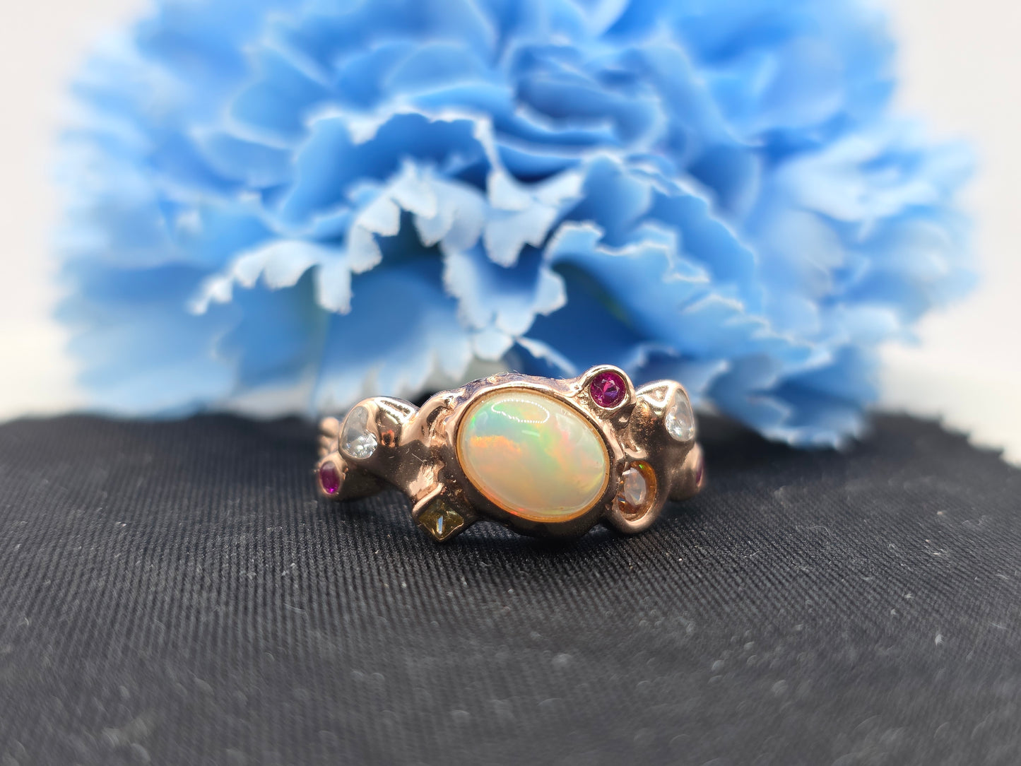 Opal Bezel Cluster Ring