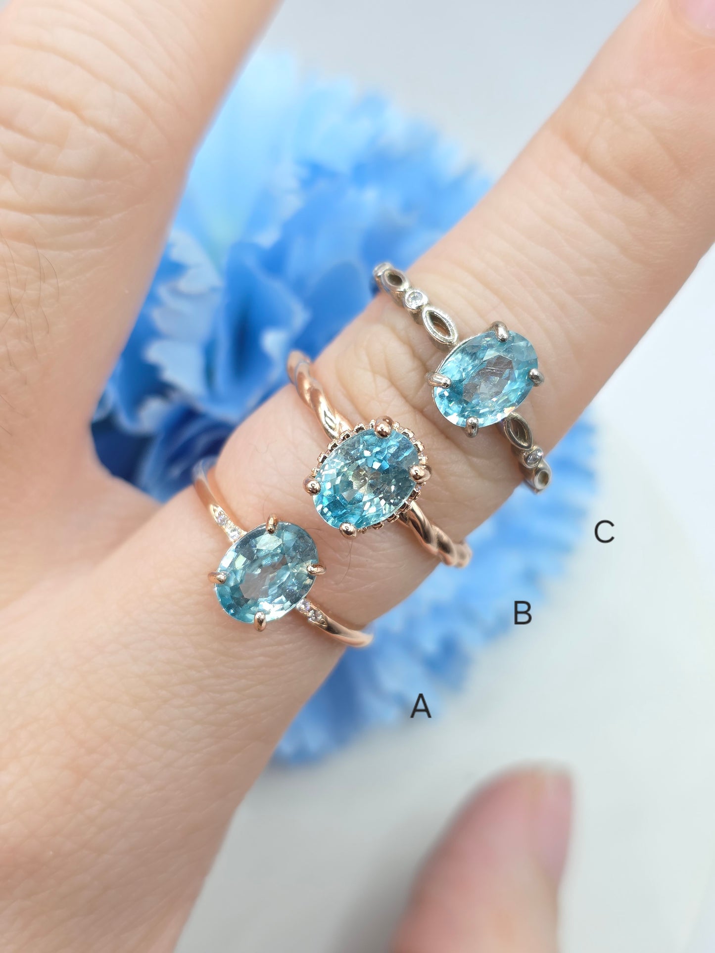 Natural Blue Zircon Ring