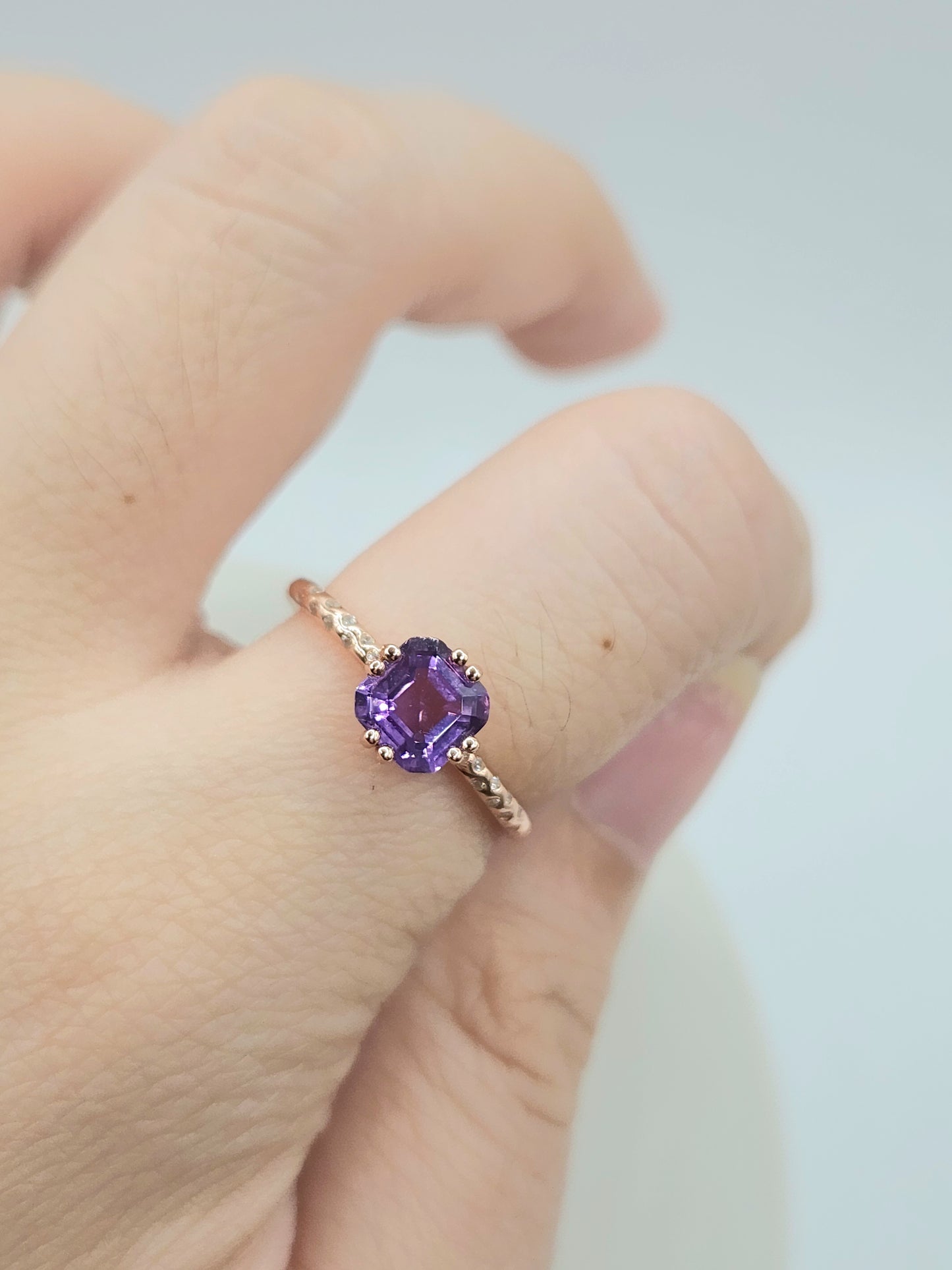 Amethyst Asscher Cut Ring