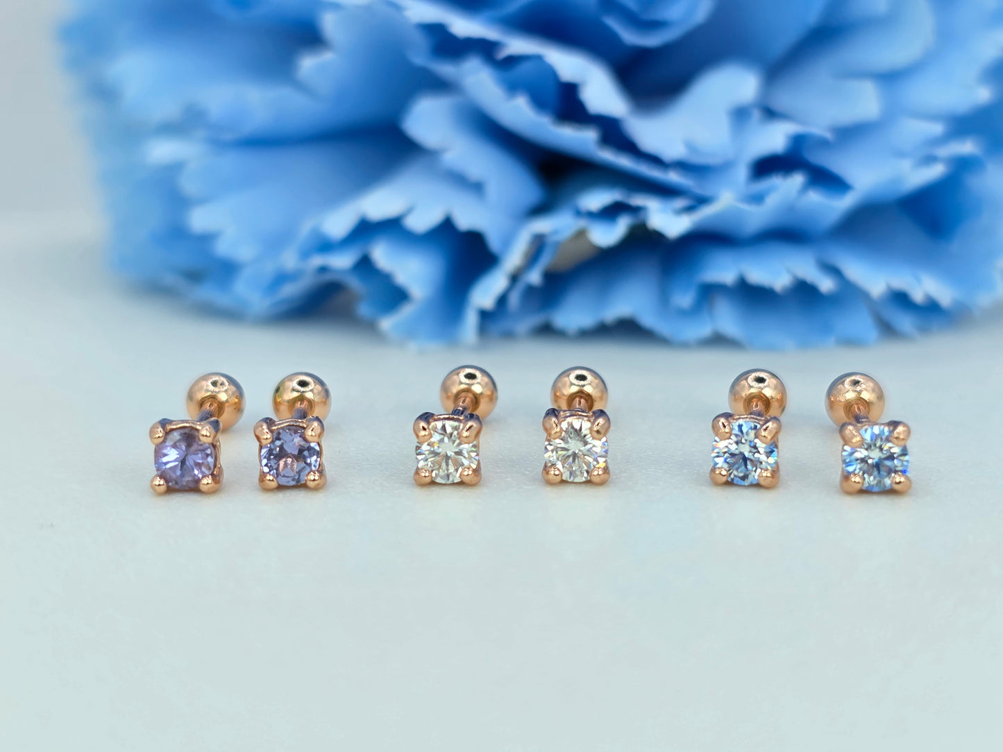 Petite Dainty Screwback Studs- Rose Gold