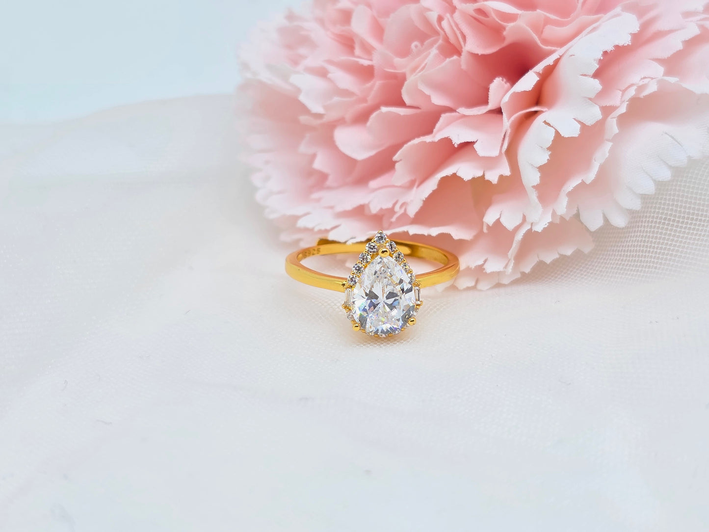 2 Carat Teardrop Diamond Simulant Ring