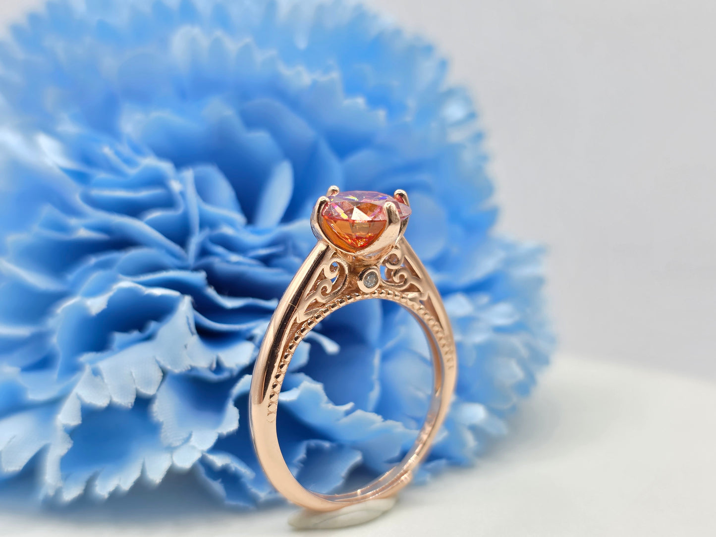 2 Carat Watermelon Moissanite Ring- Rose Gold