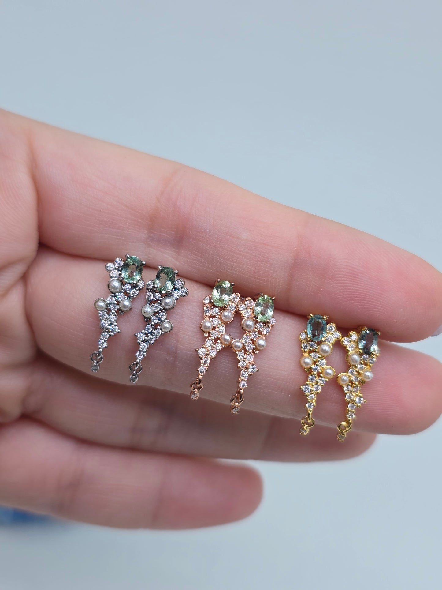 Mint Tourmaline Studs Dangle