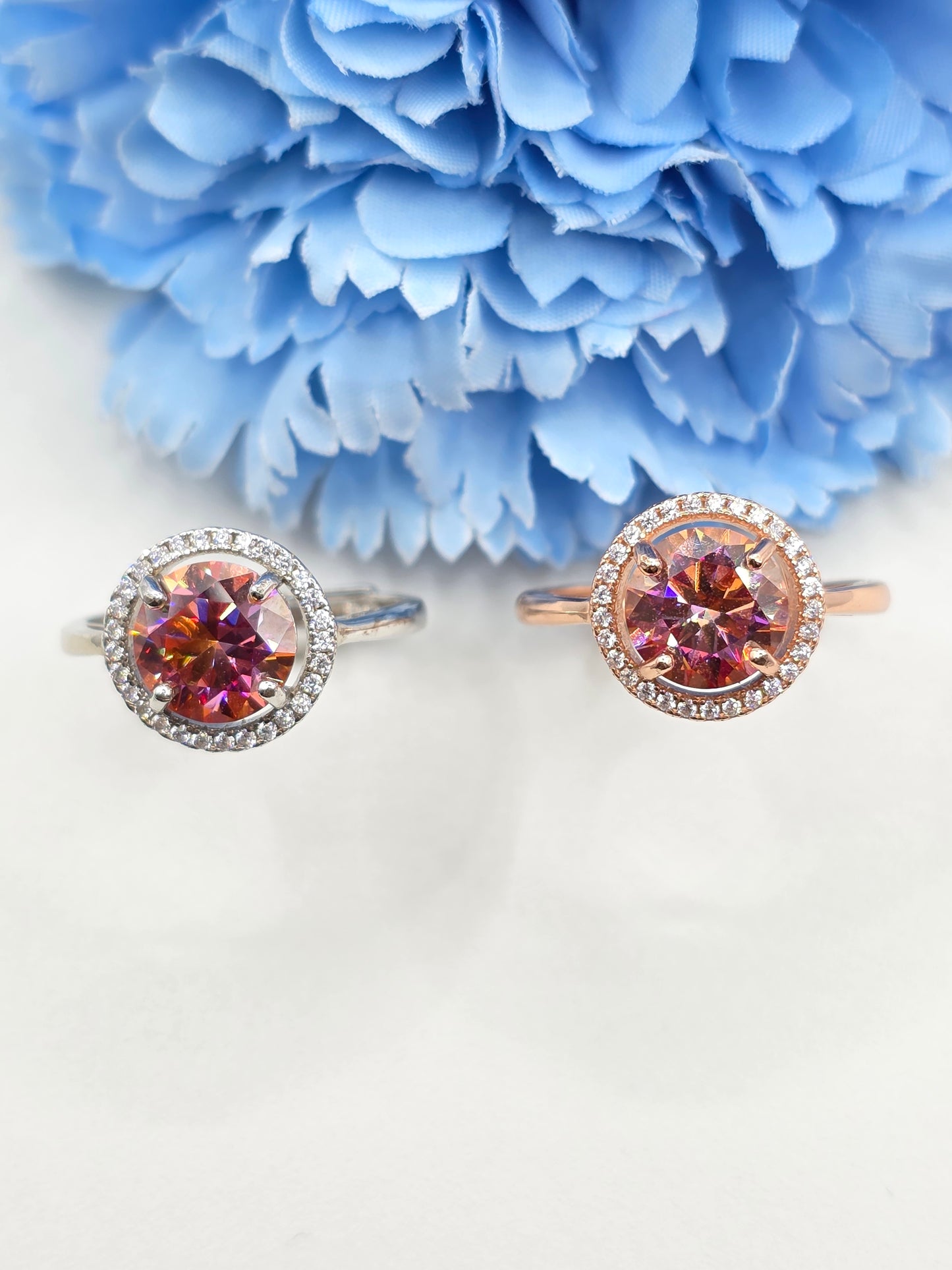 2 Carat Watermelon Moissanite Halo Ring