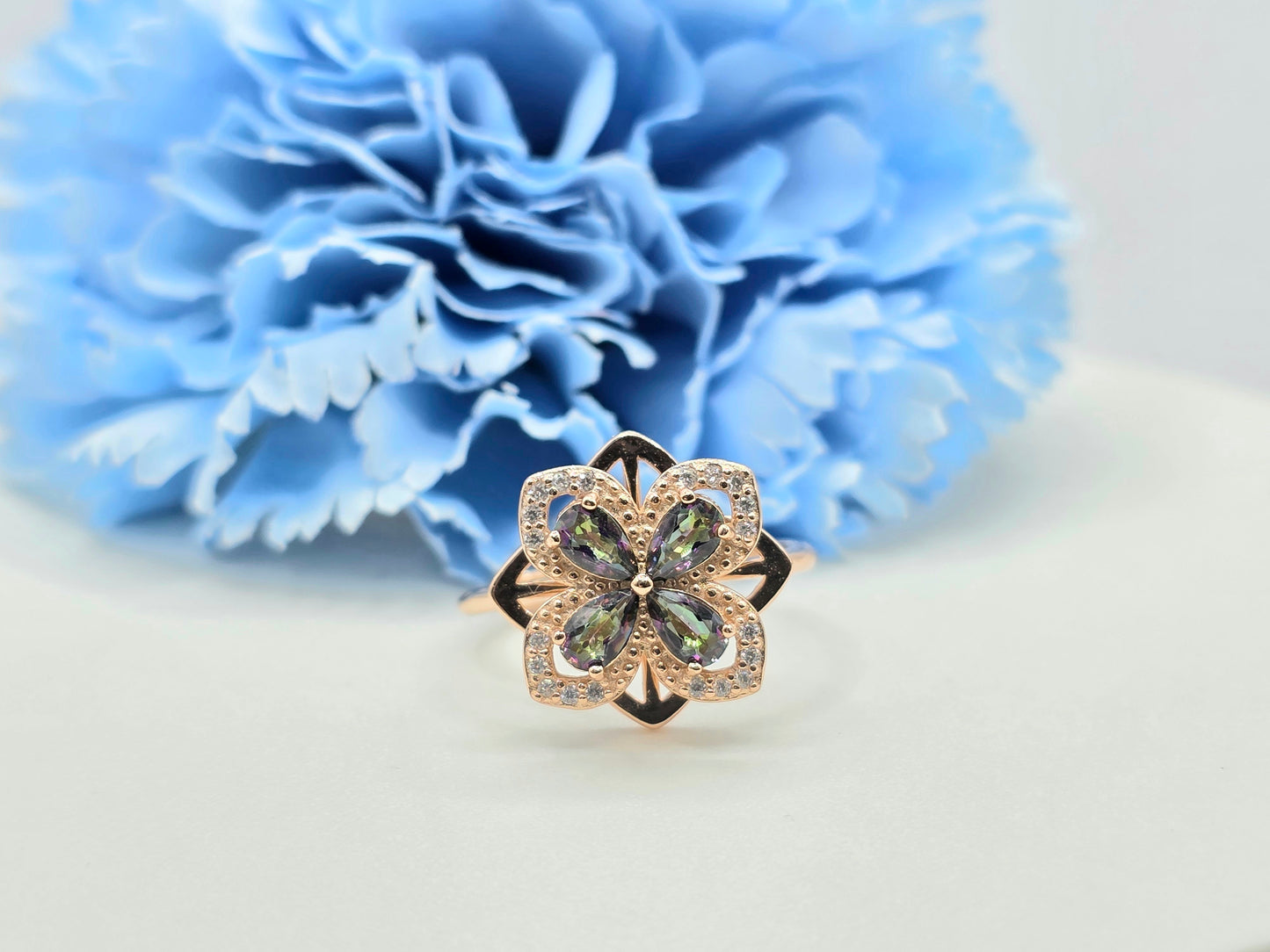Floral Gemstone Spinning Ring