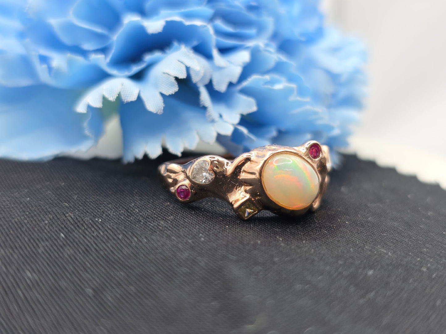 Opal Bezel Cluster Ring