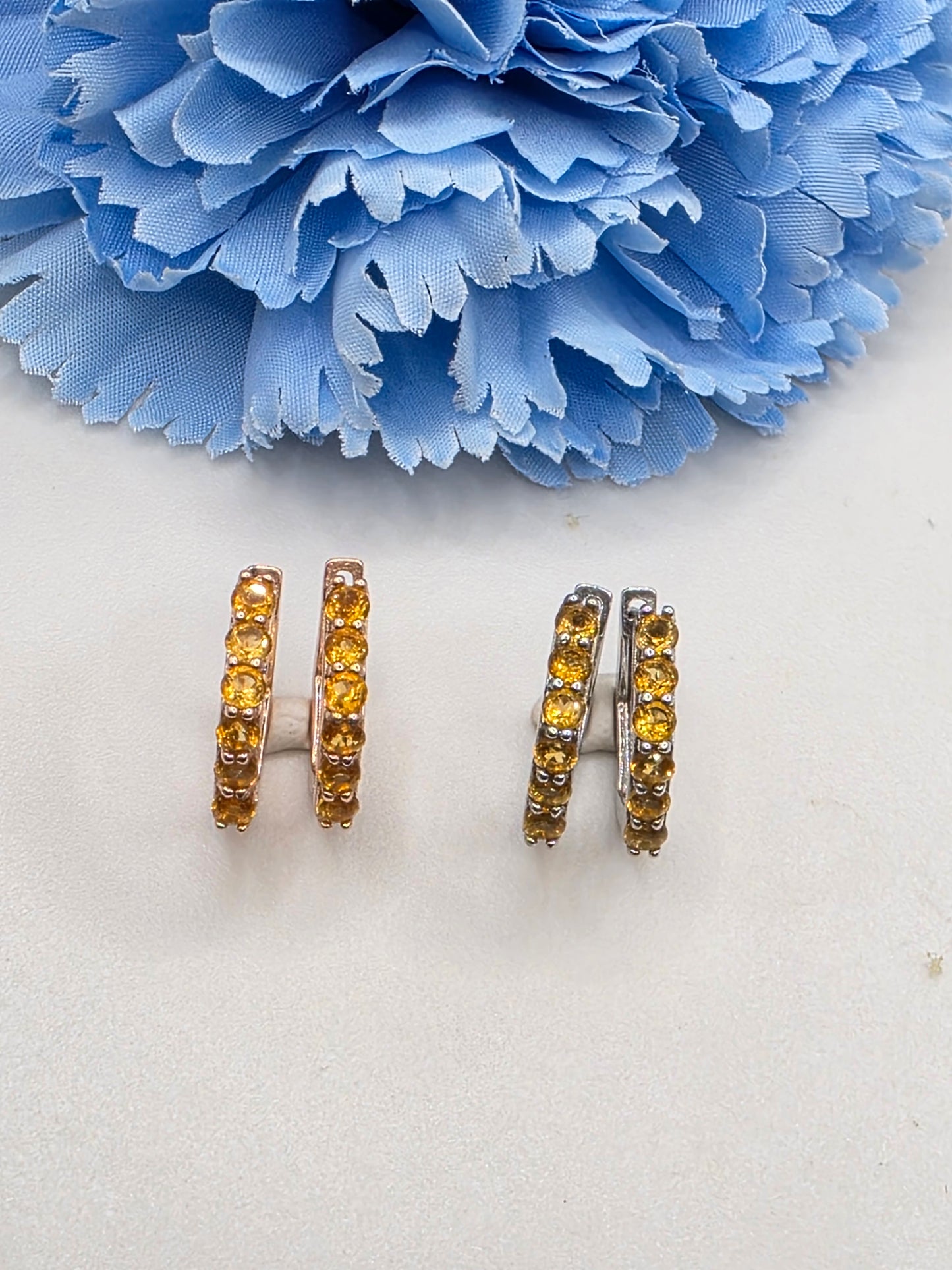 Citrine Hexagonal Huggies