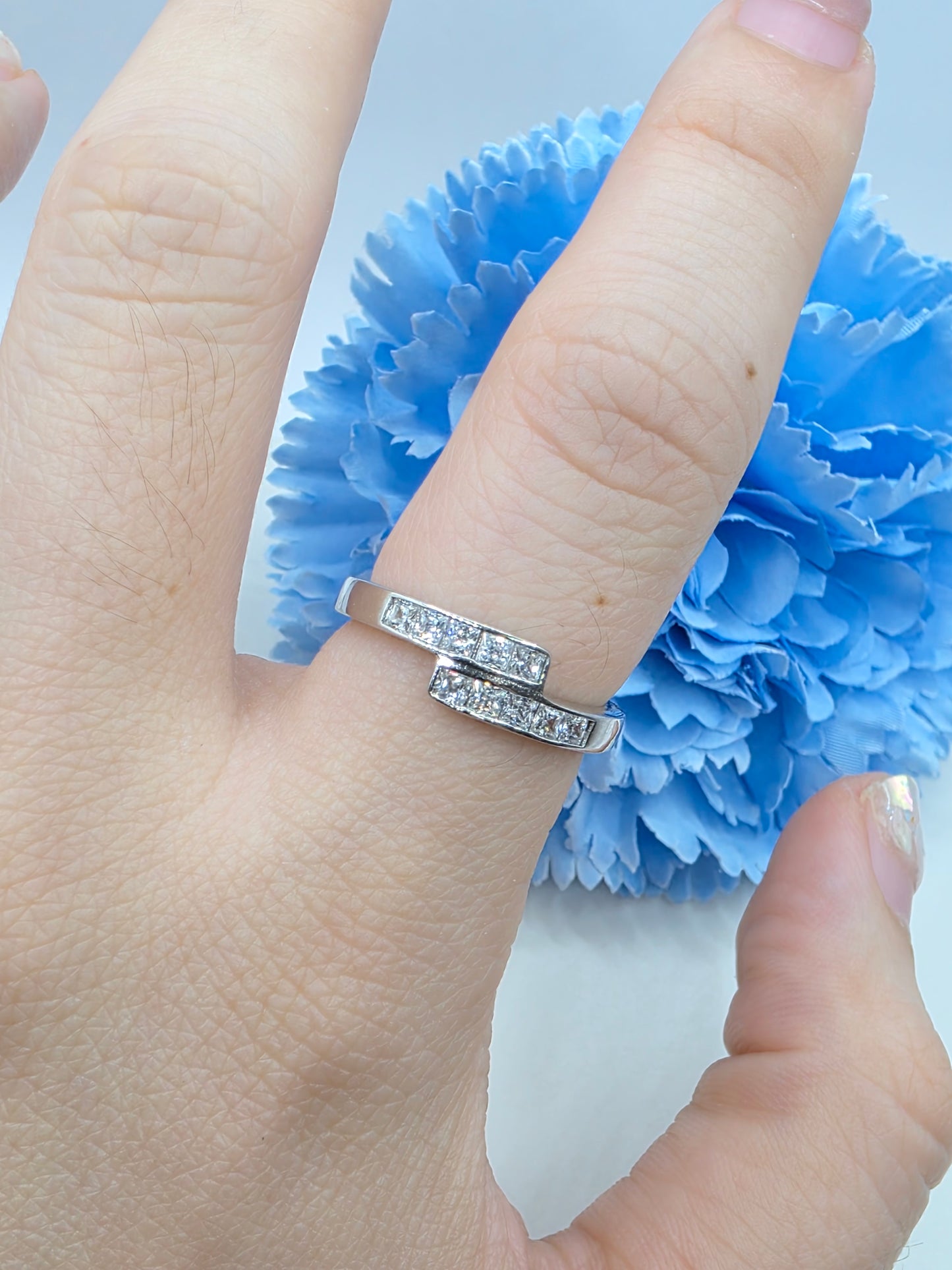 Bypass Stacker Ring- Princess cut