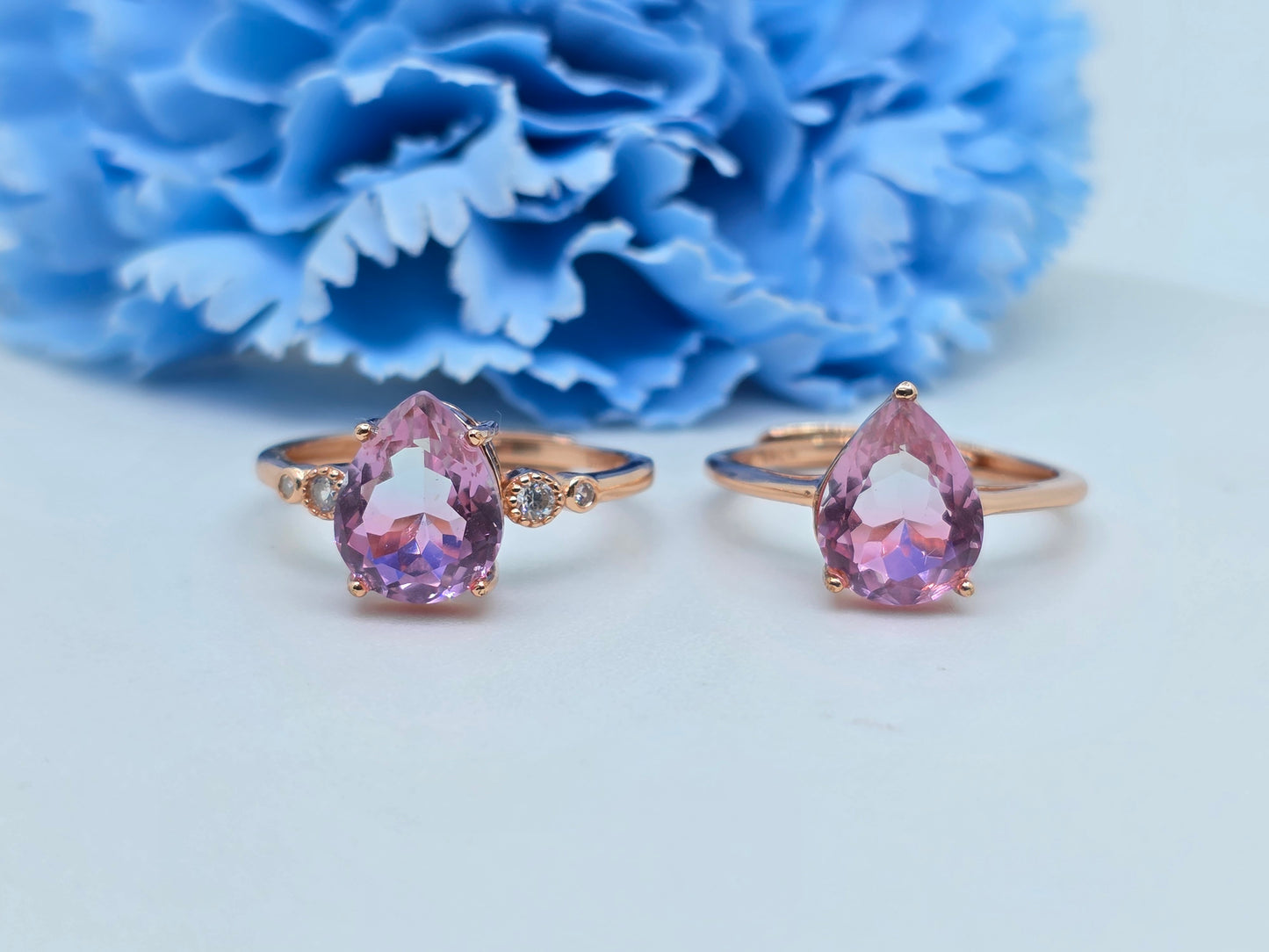 Pear Shape Chonky Lab Pink Sapphire Demi Fine Adjustable Ring