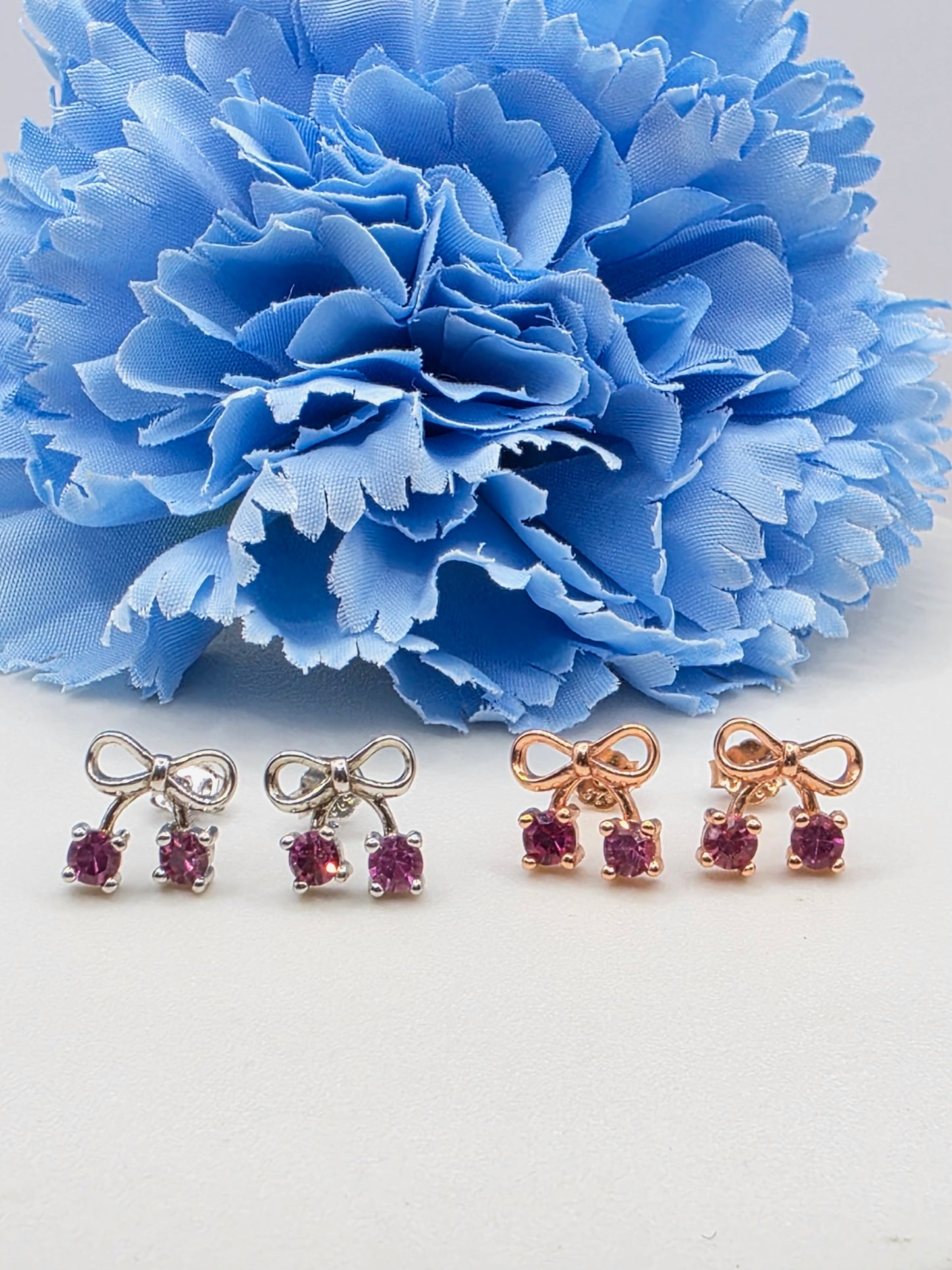 Ribbon Studs- Rhodonite Garnet