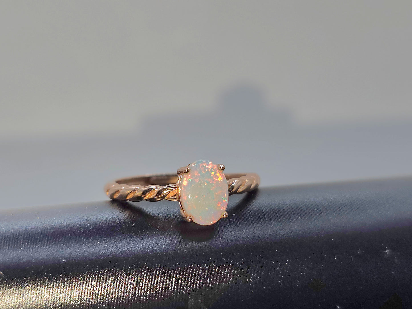 Twisted Band Australian Opal Ring