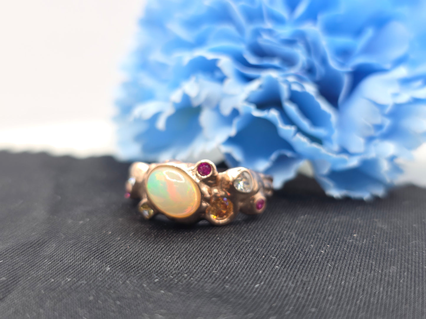 Opal Bezel Cluster Ring