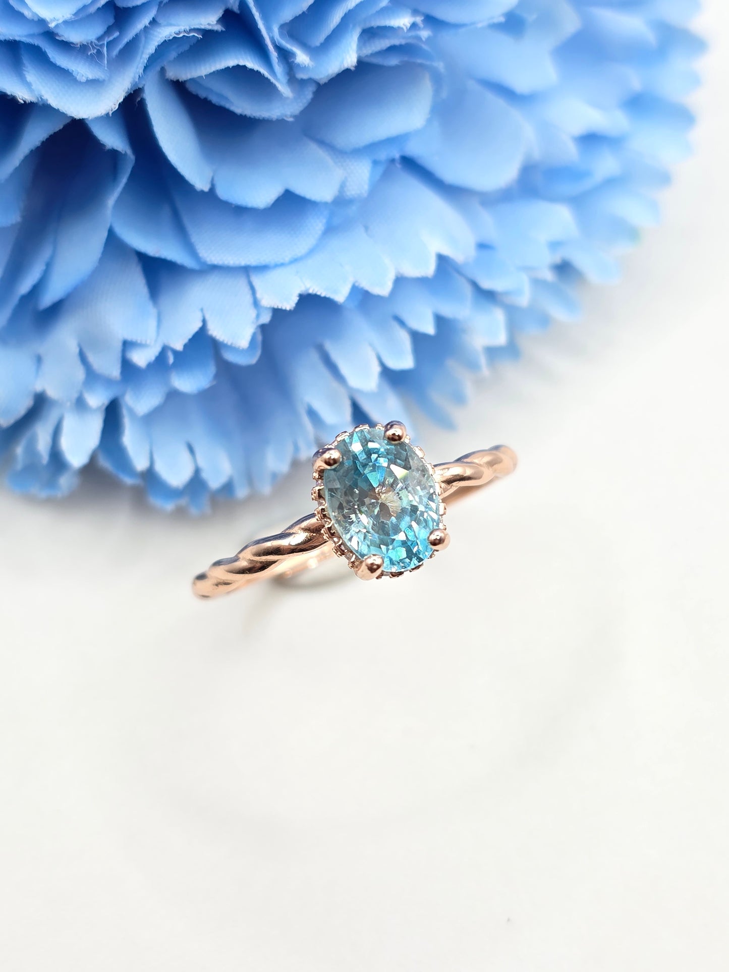 Natural Blue Zircon Ring