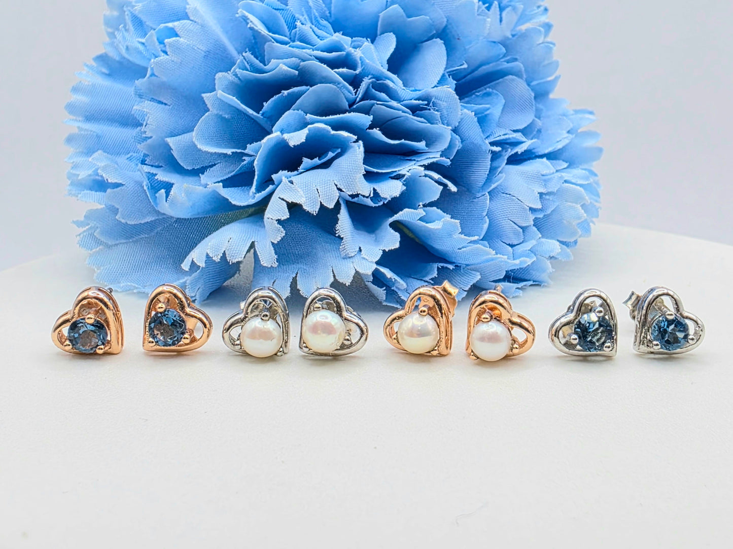 Heart Gemstone Studs