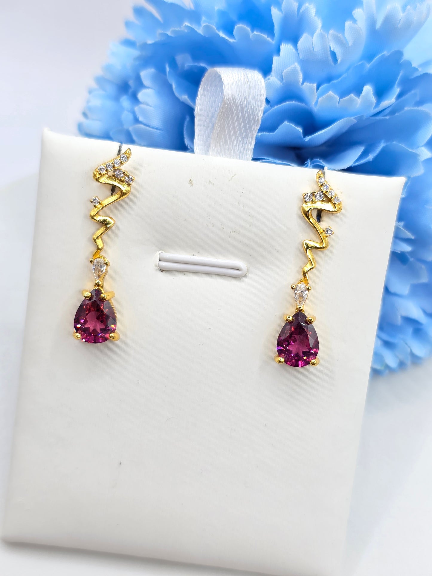 Rhodonite Garnet Dangle Studs