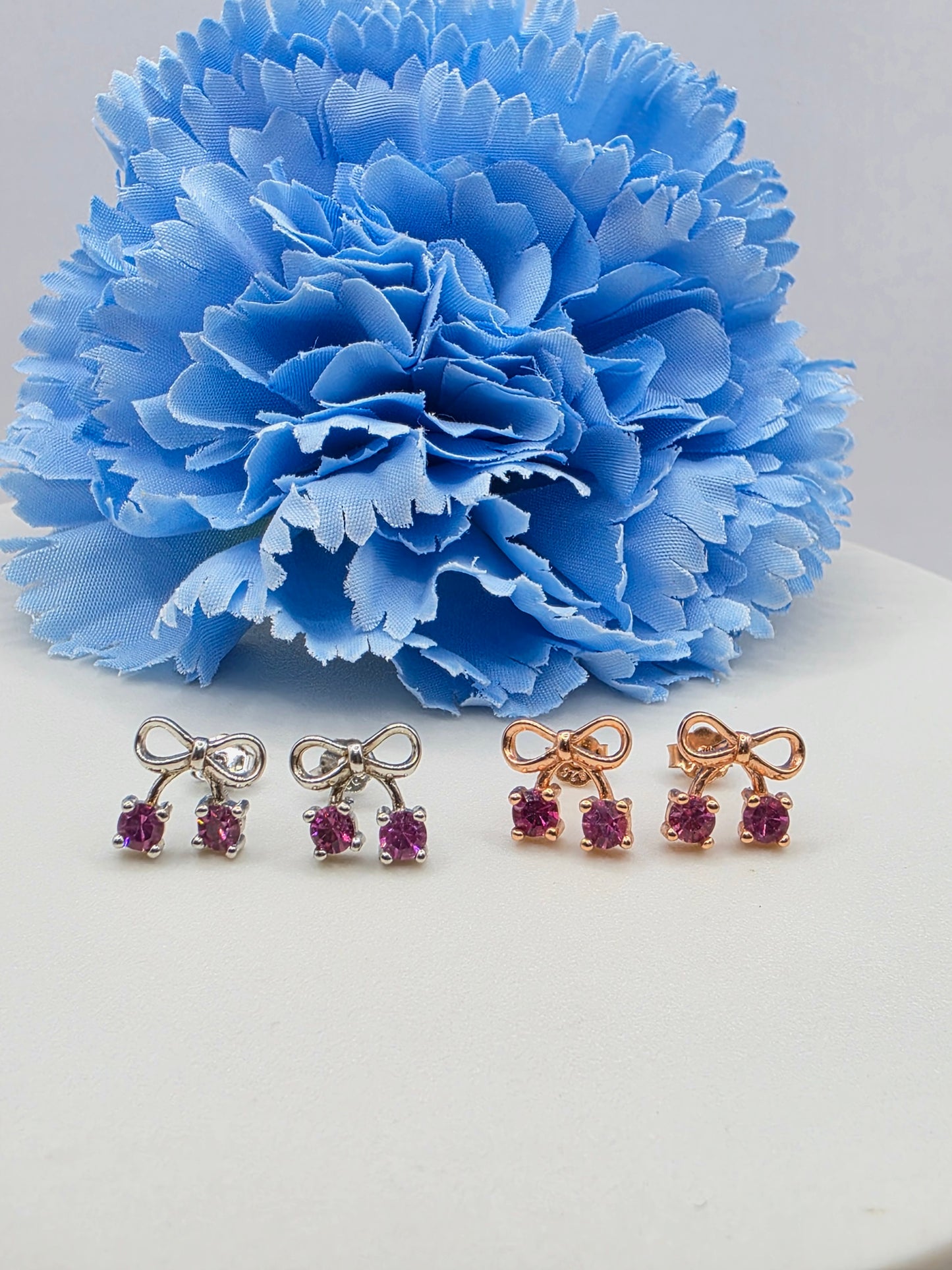 Ribbon Studs- Rhodonite Garnet