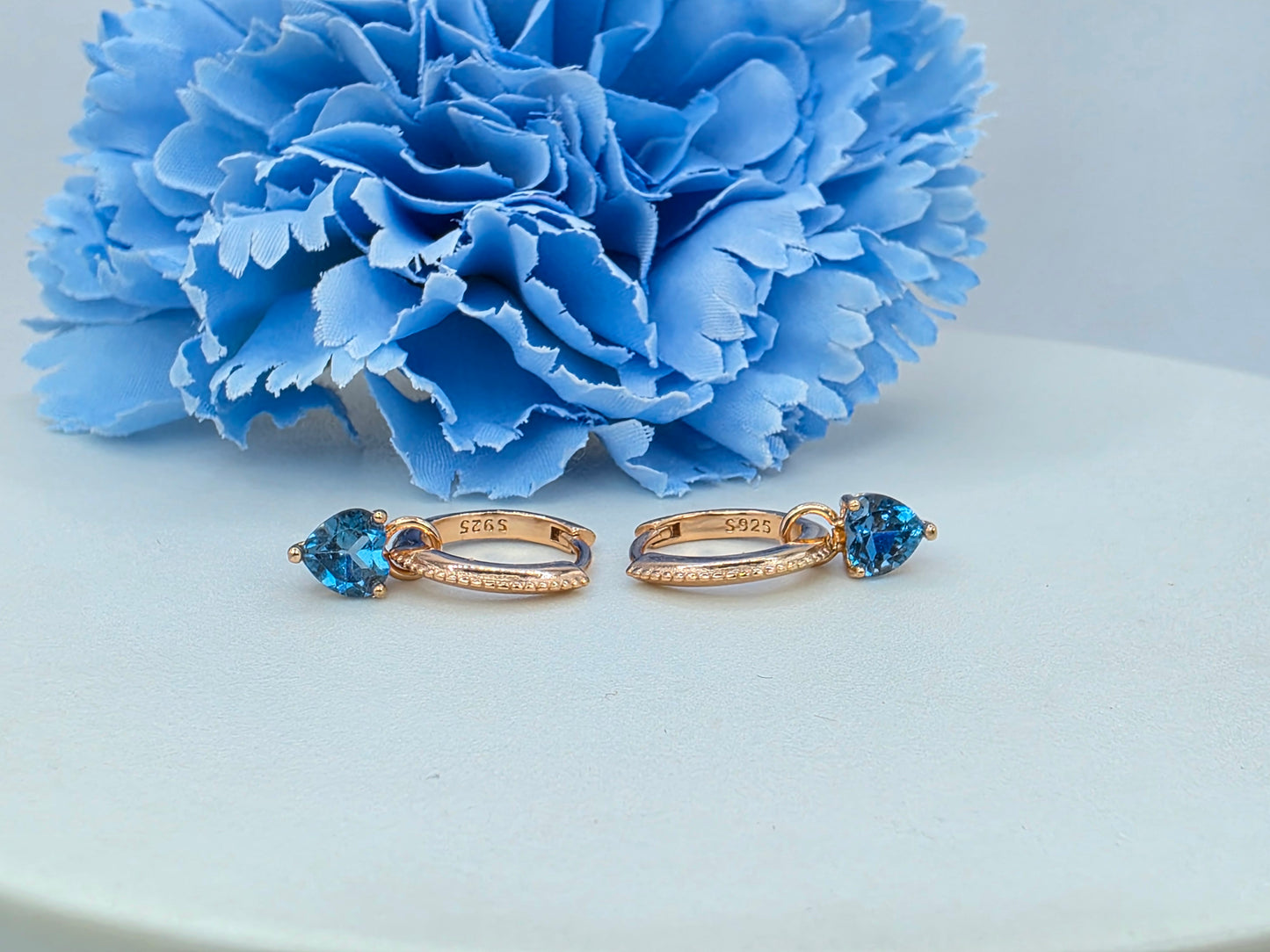 Heart Gemstones Dangle Ear Huggies - Riley