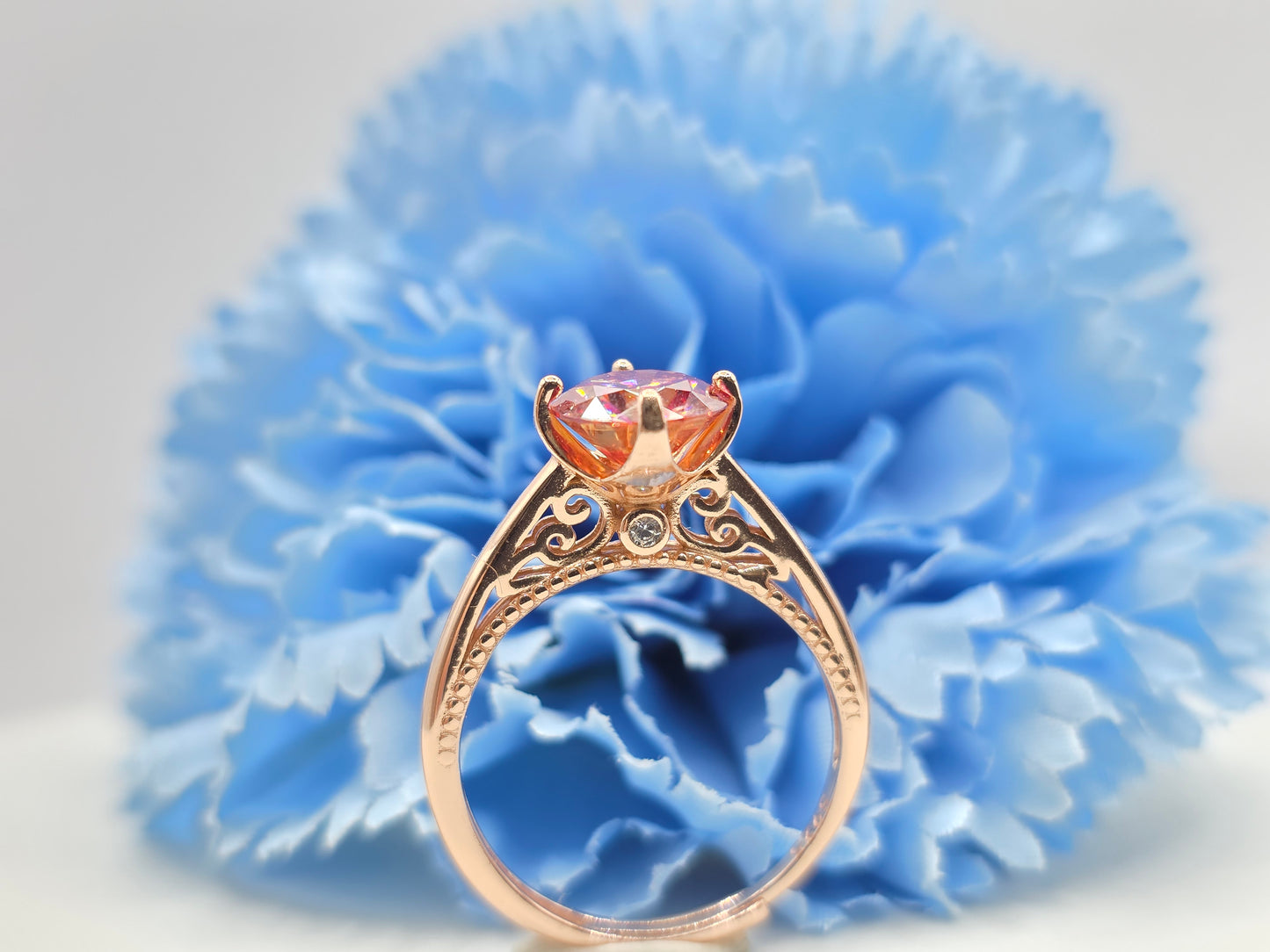 2 Carat Watermelon Moissanite Ring- Rose Gold
