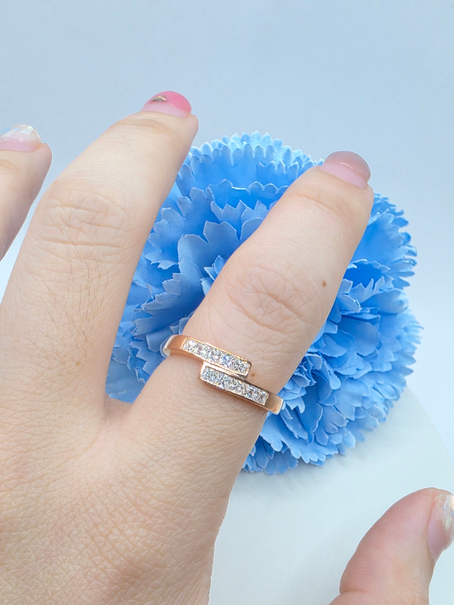 Bypass Stacker Ring- Princess cut