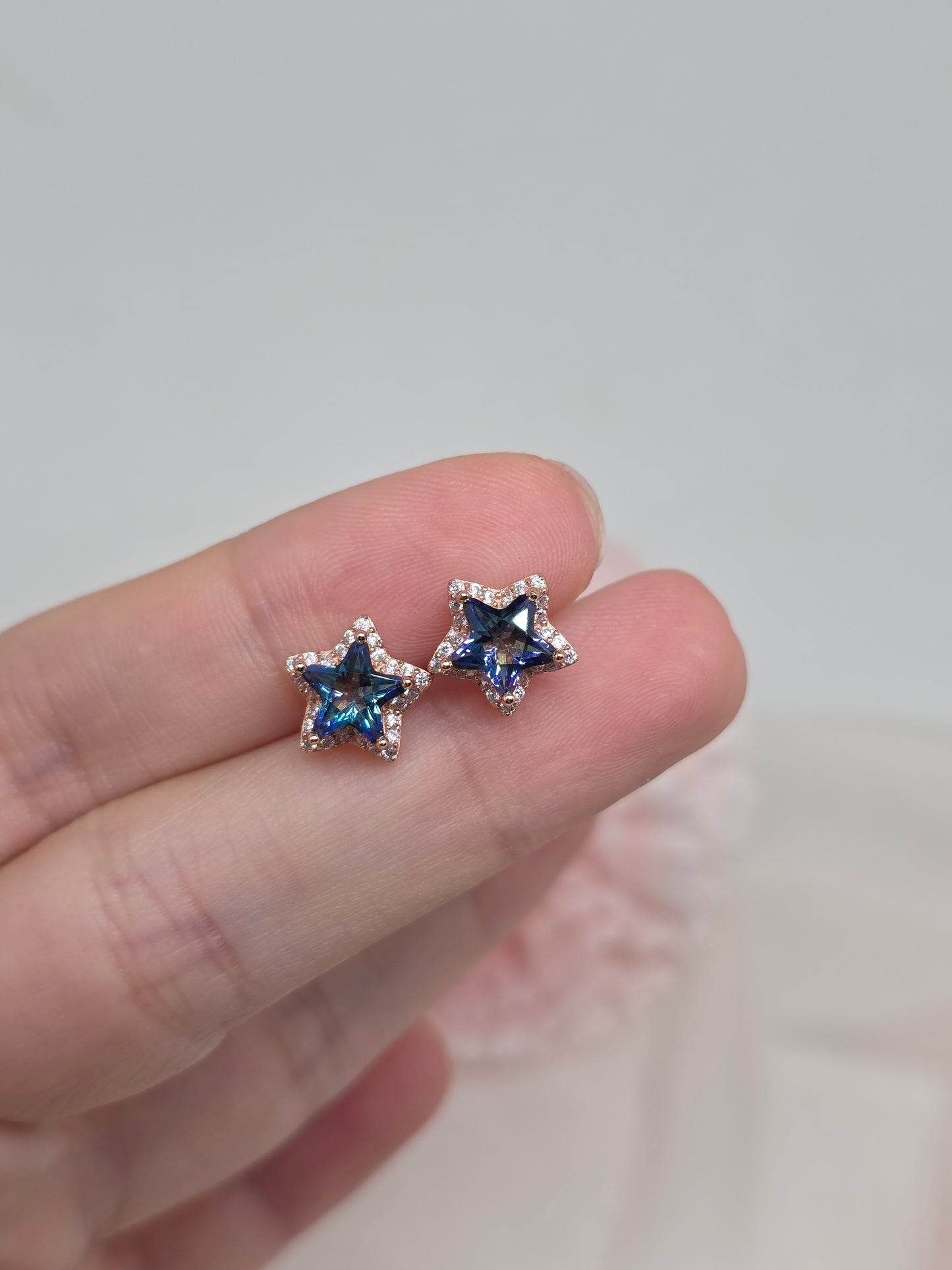 Star Halo Labmade Mystic Topaz Demi Fine Ear Studs