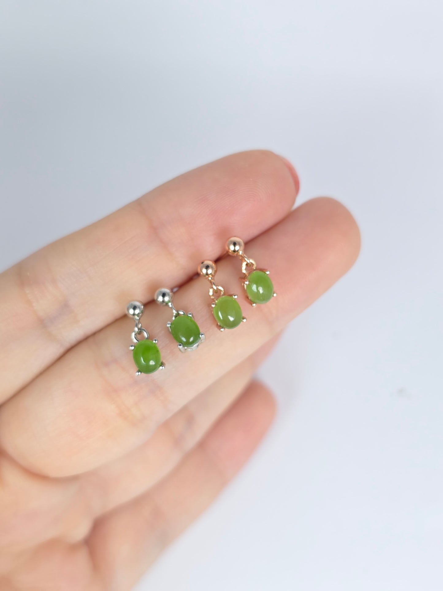 Nephrite Jade Dangle Stud- Jena