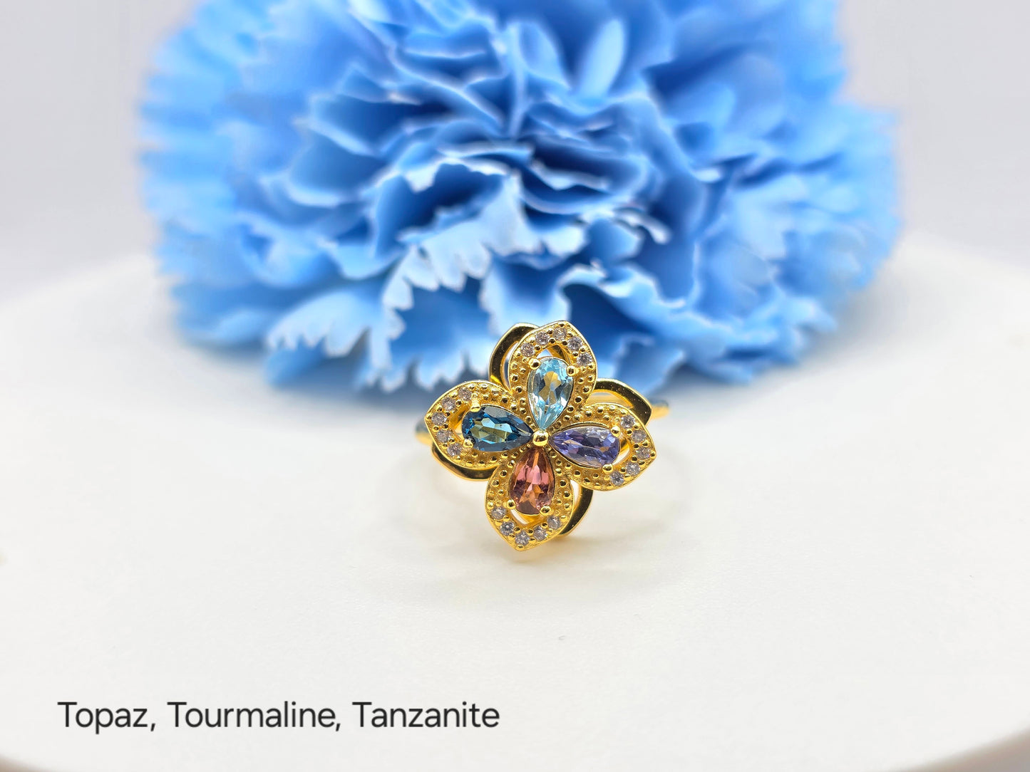 Floral Gemstone Spinning Ring