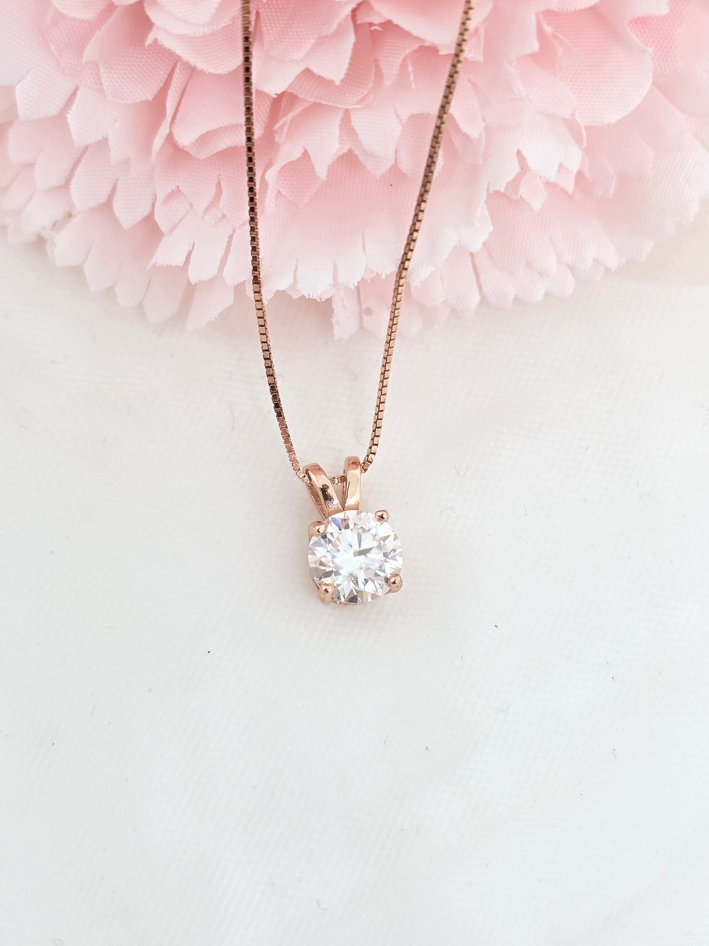 1 carat Moissanite Necklace- Rose Gold