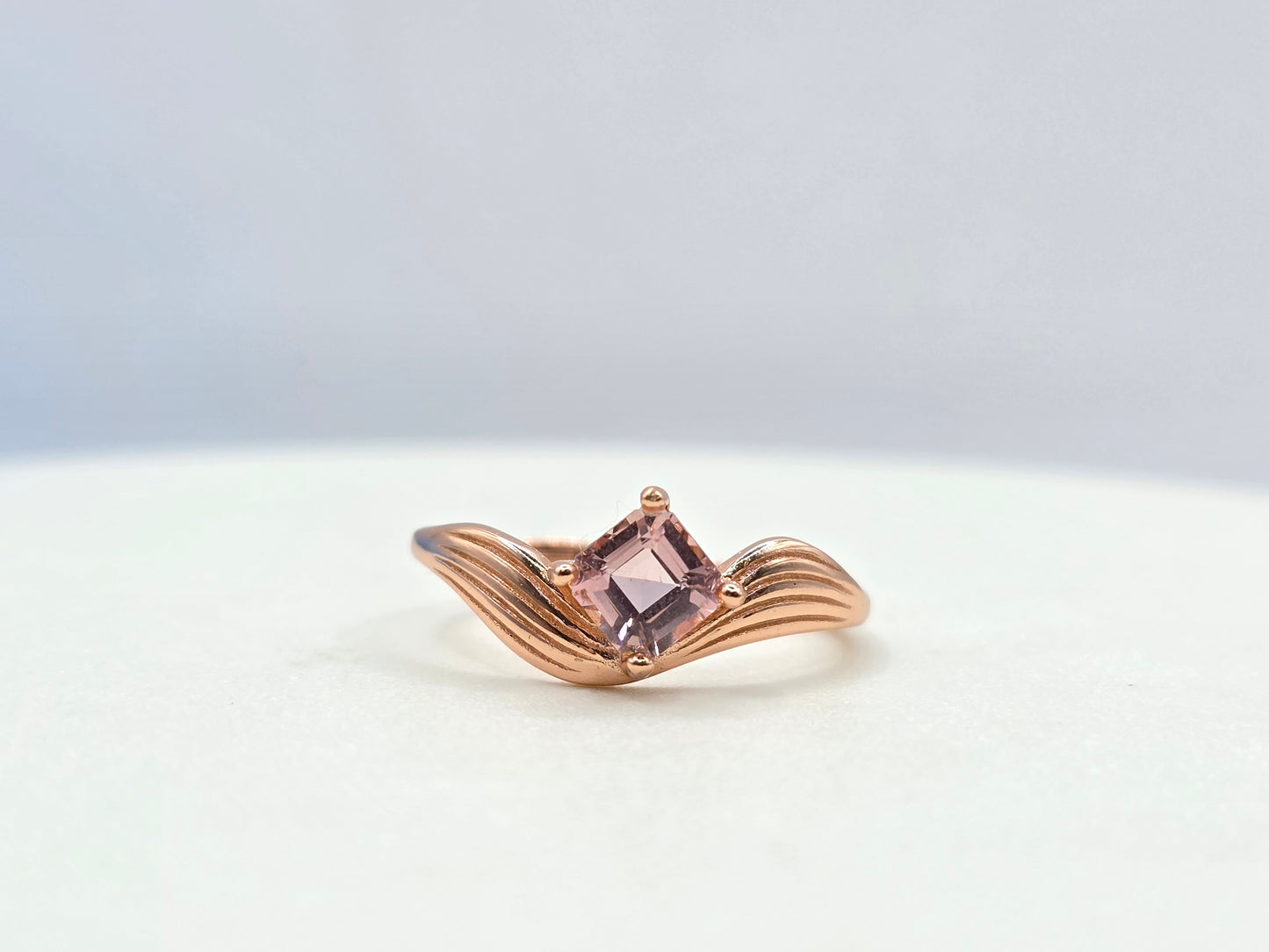Asscher Cut Pink Tourmaline Ring