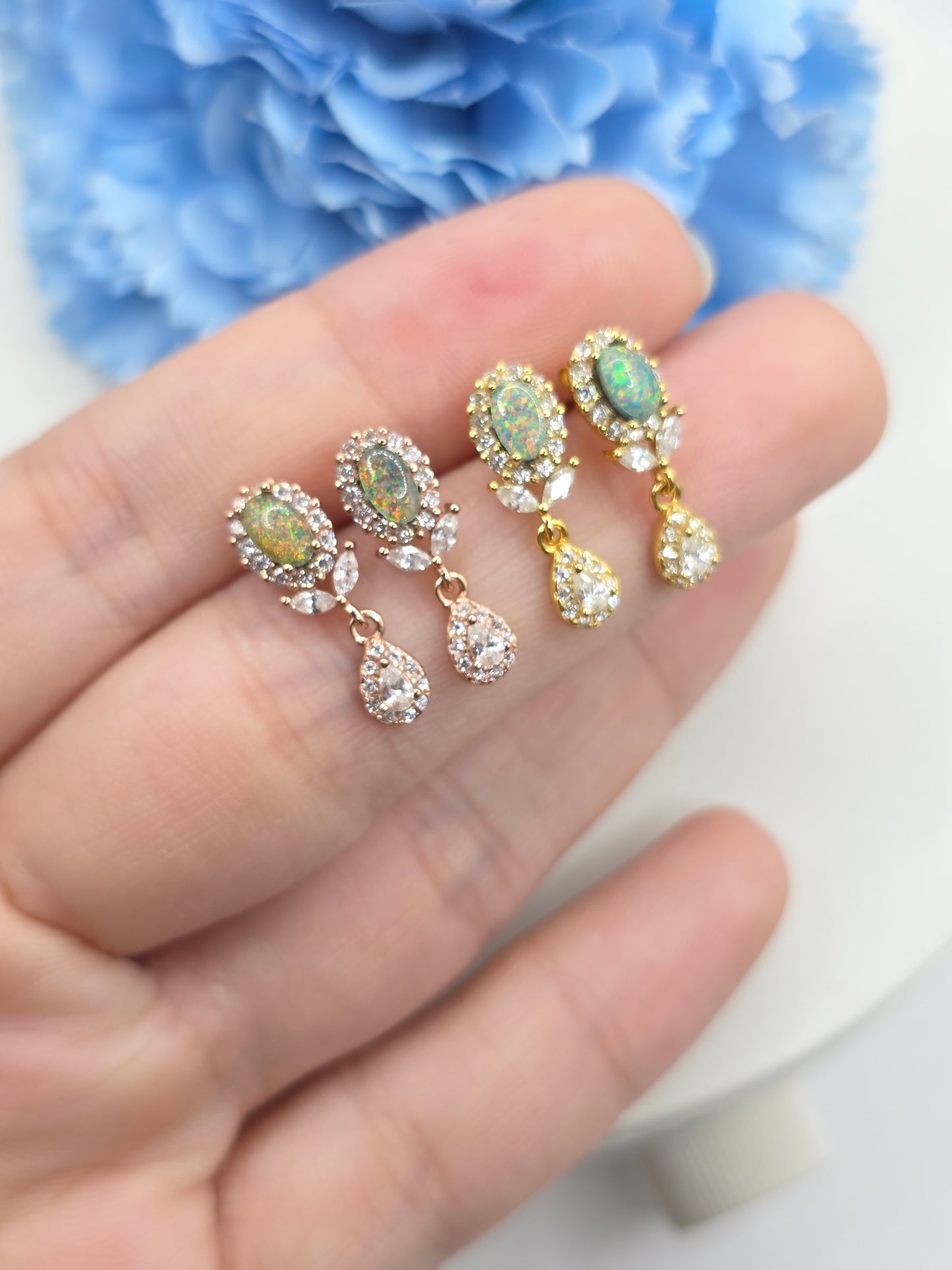 Australian Opal Dangle Earrings