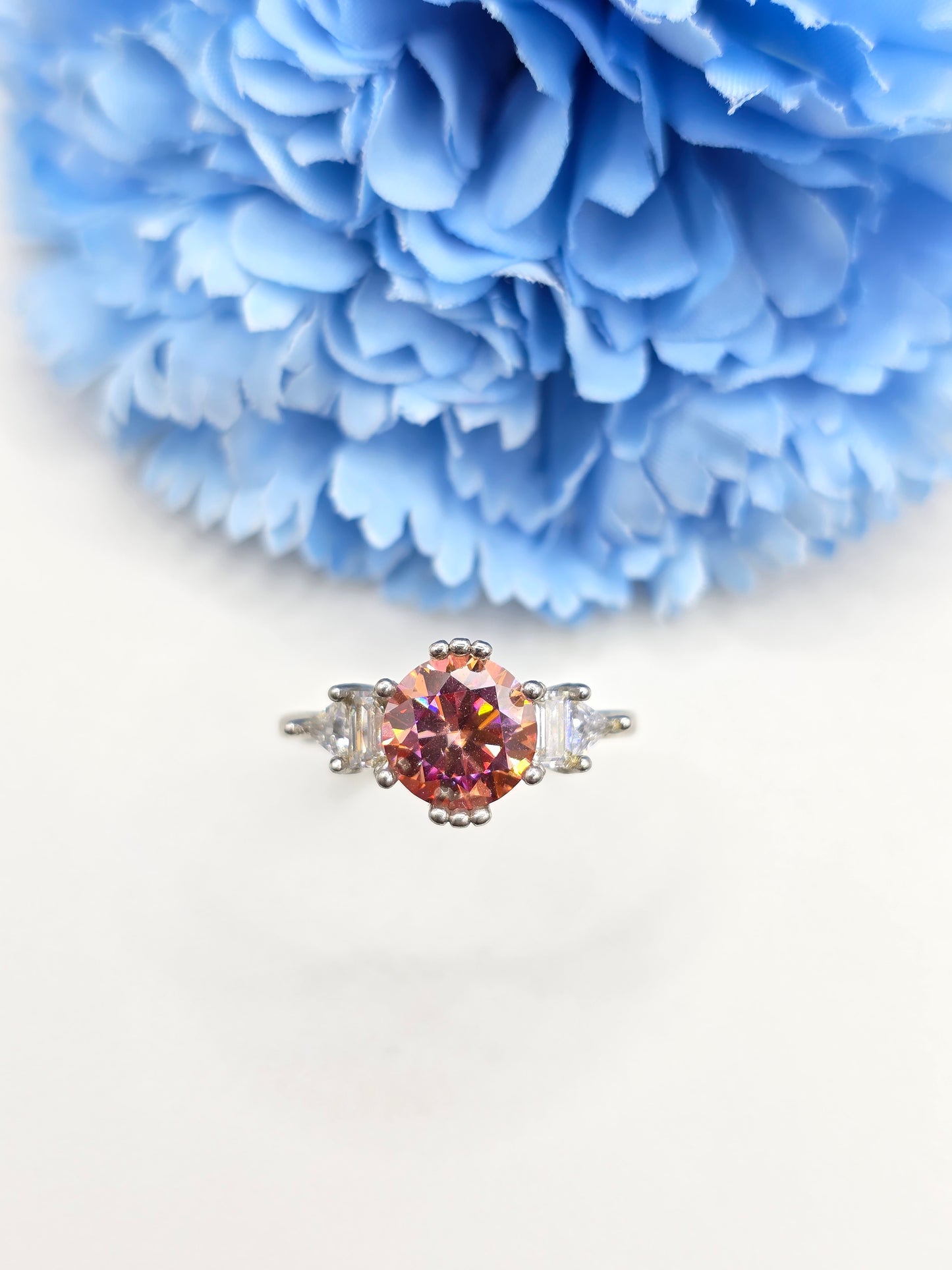 2 Carat Watermelon Moissanite Ring