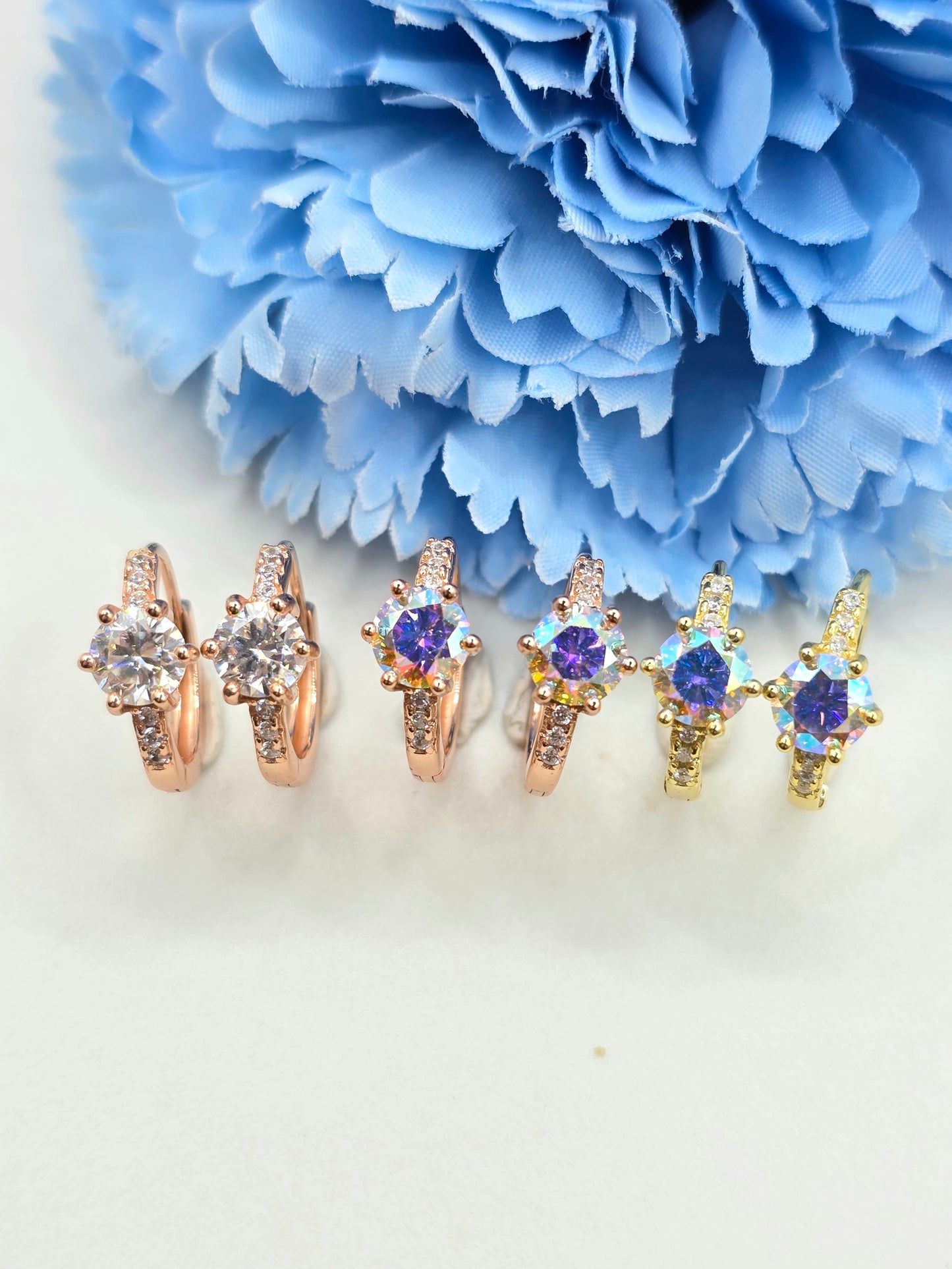 Colored Moissanite Huggies- Kel in S925 Gold Vermeil