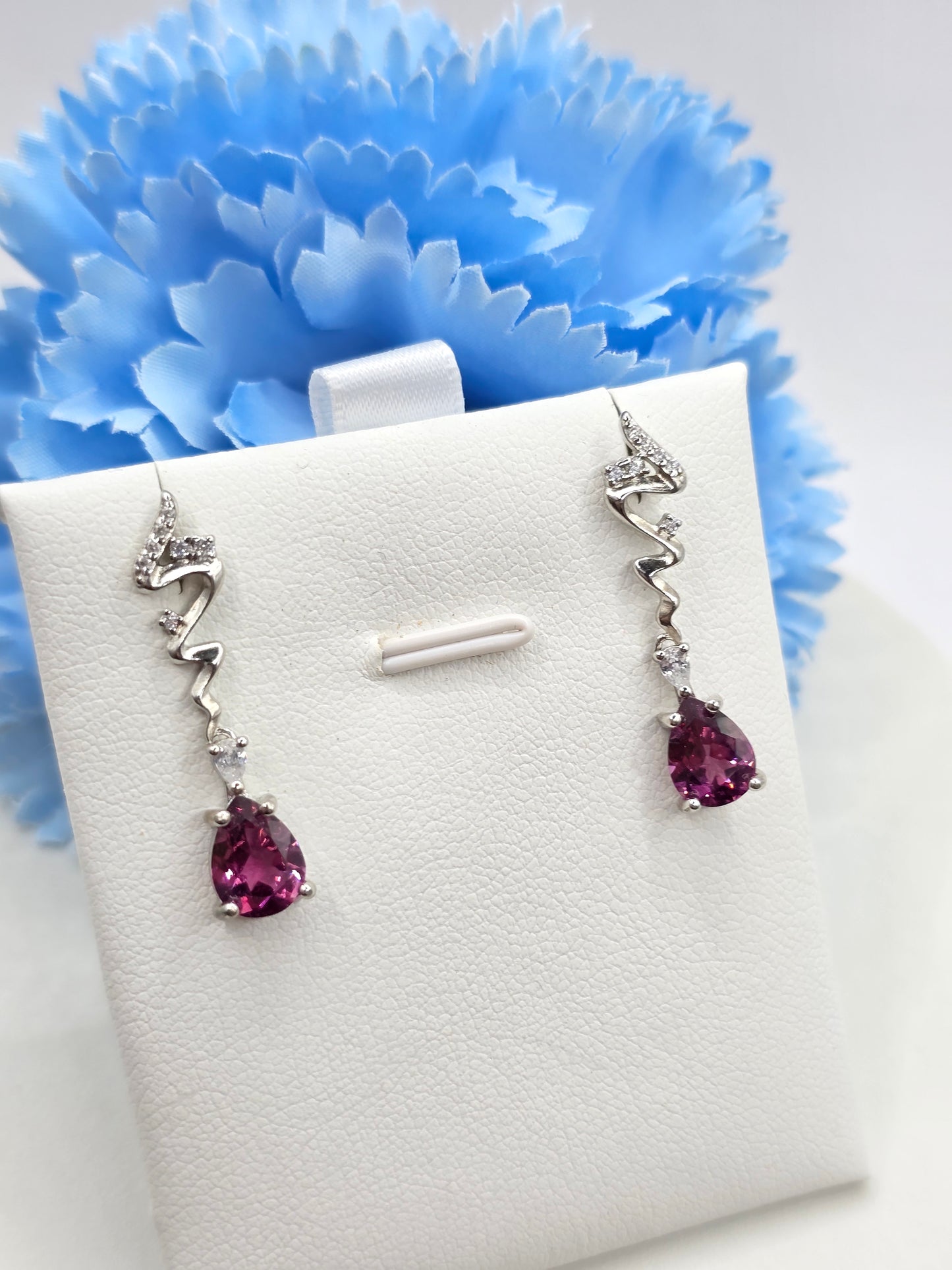 Rhodonite Garnet Dangle Studs