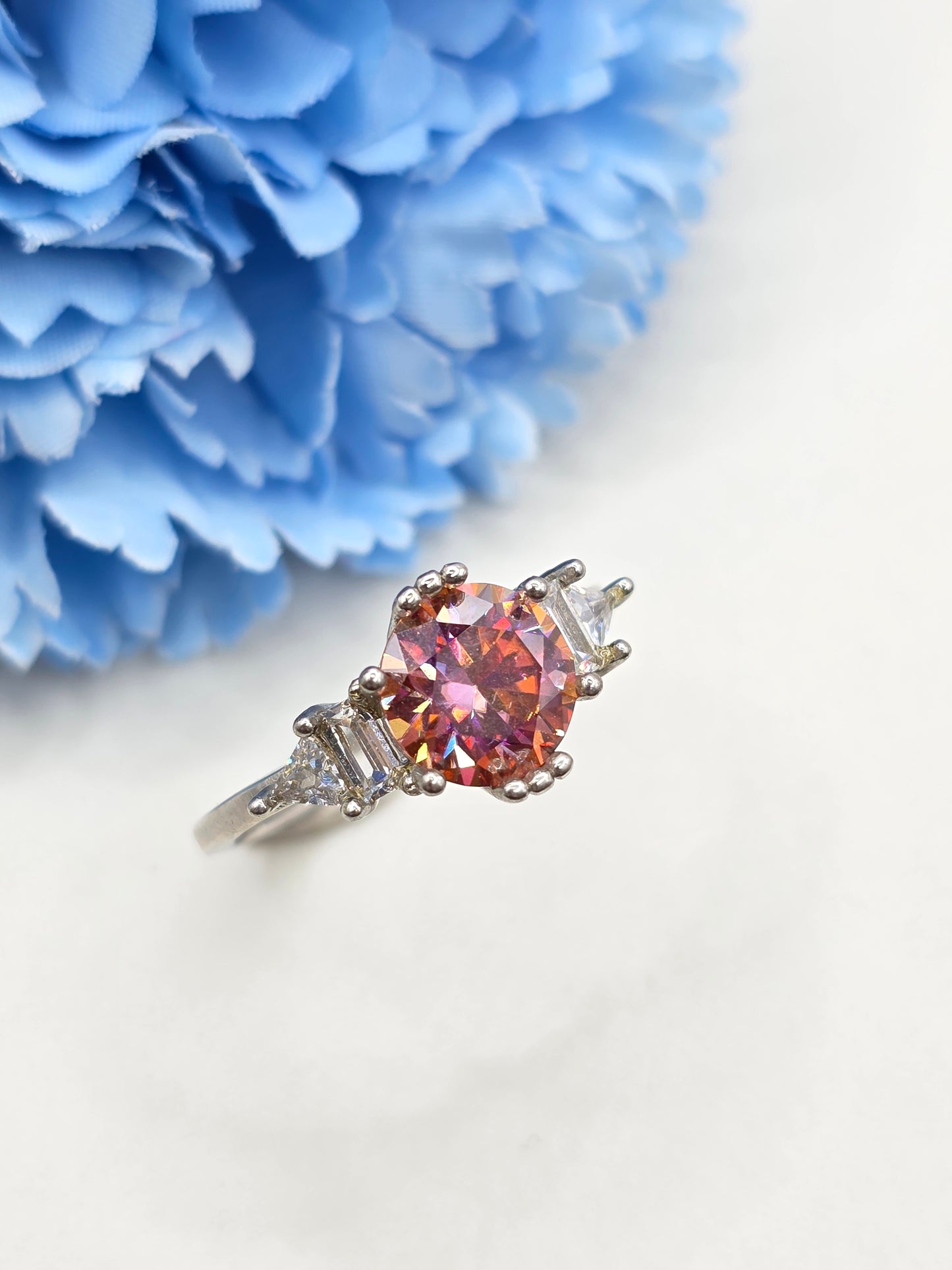 2 Carat Watermelon Moissanite Ring