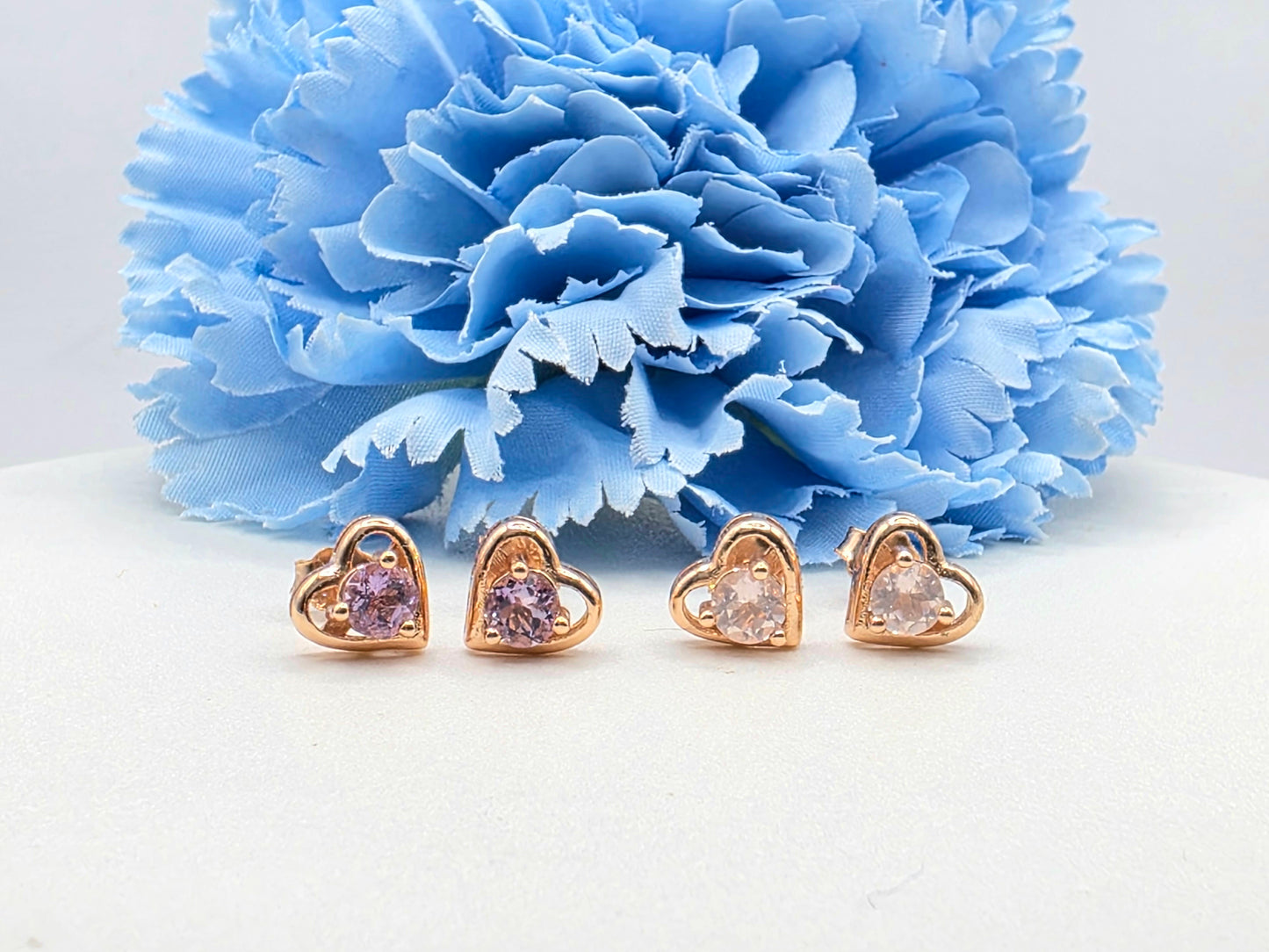 Heart Gemstone Studs