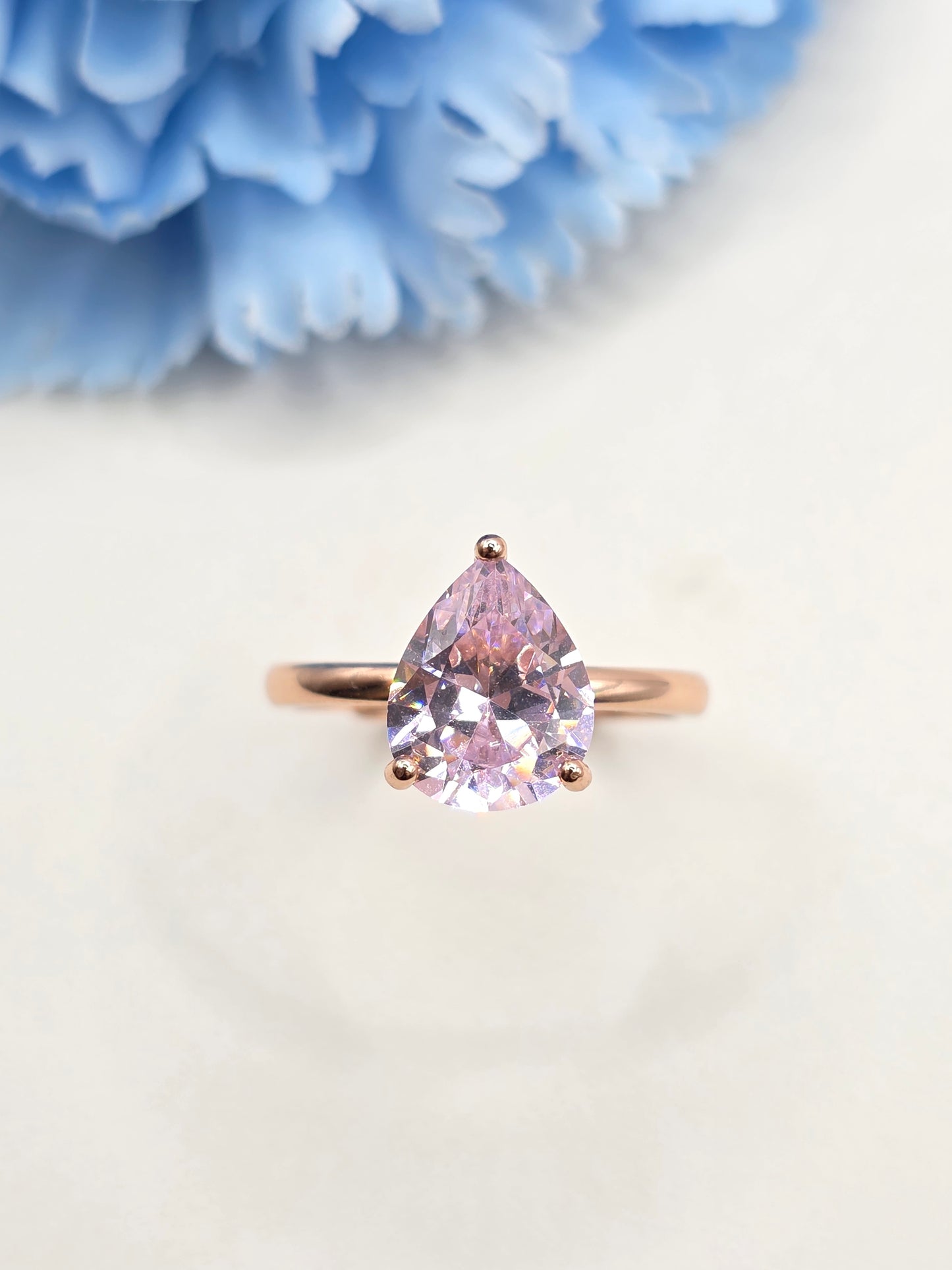 Teardrop 3 Carat Hidden Halo Ring