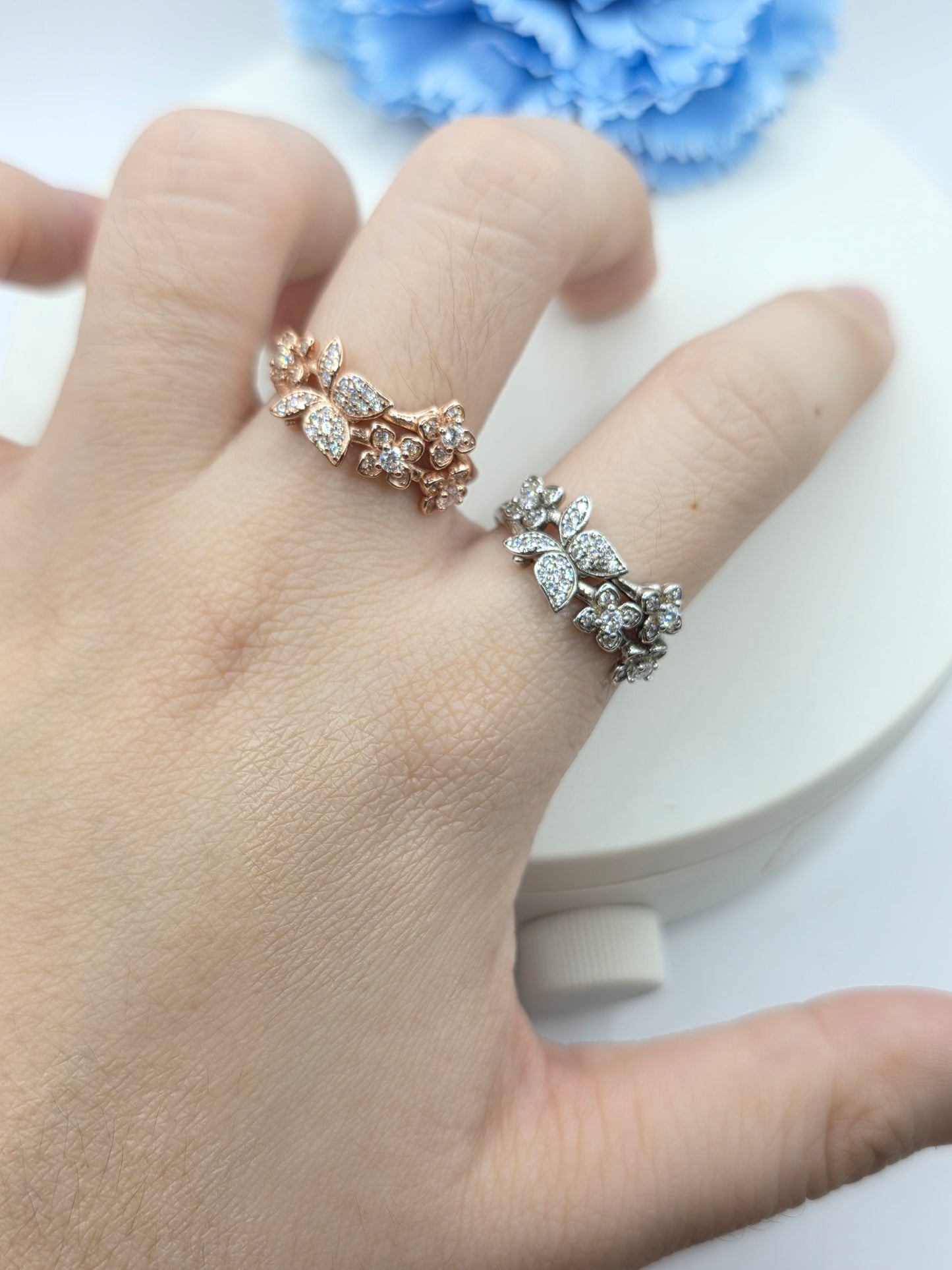 Floral Cluster Glamorous Style Stacker Ring