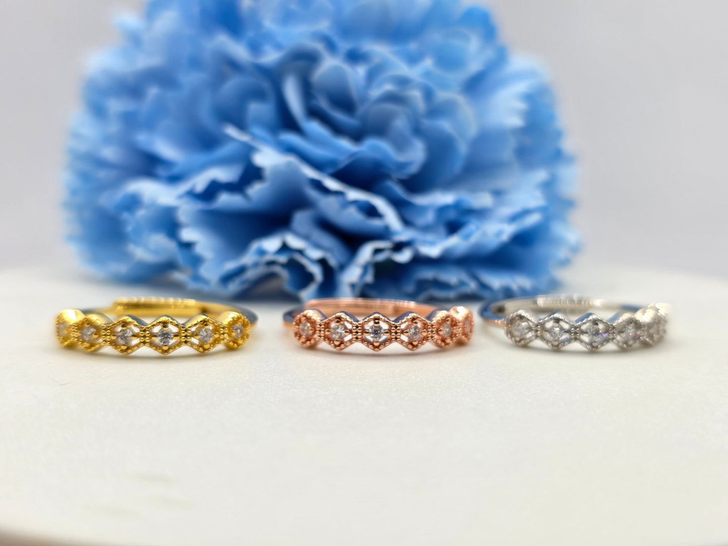 Hexagonal Milgrain stacker Ring
