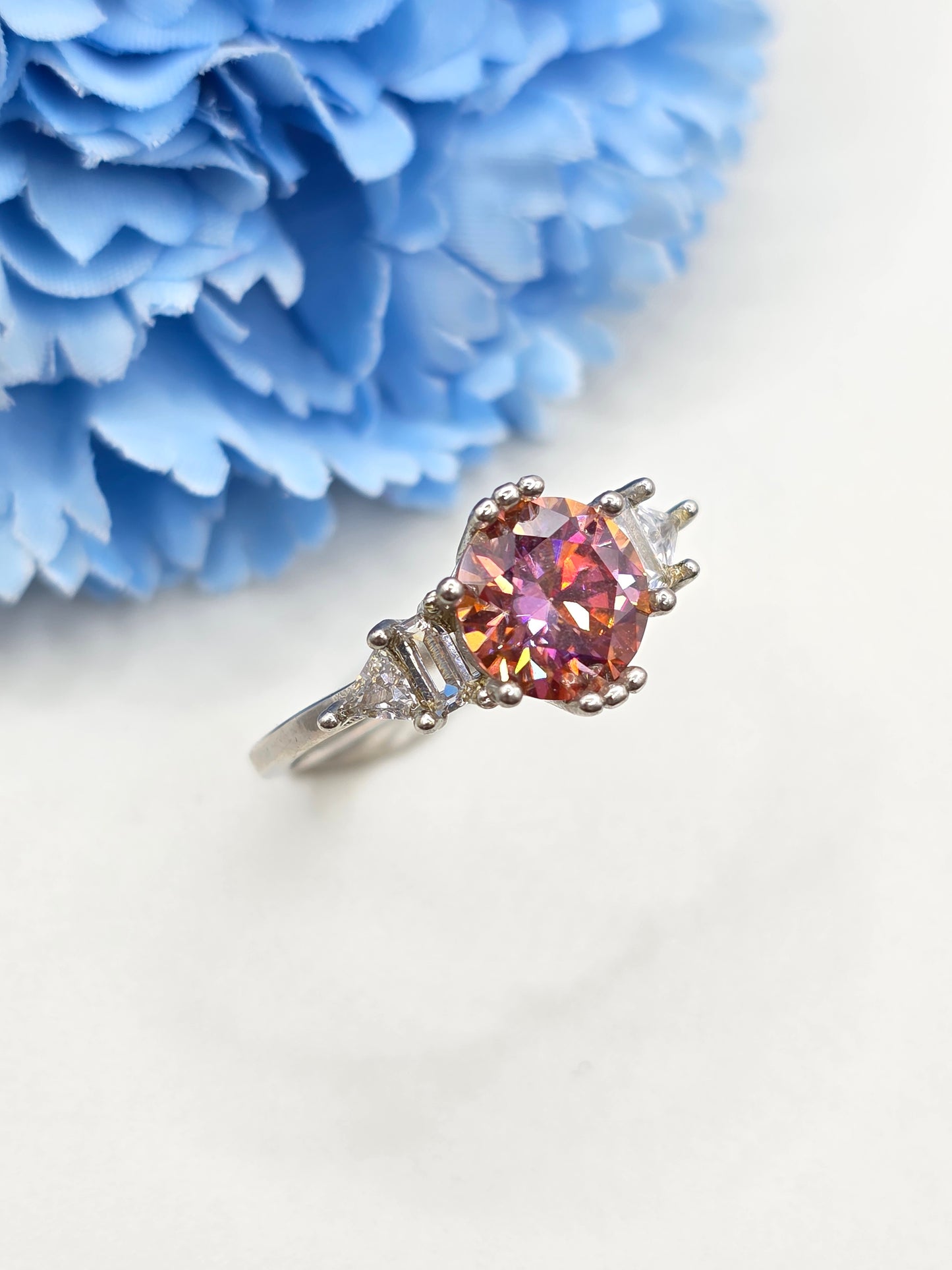 2 Carat Watermelon Moissanite Ring