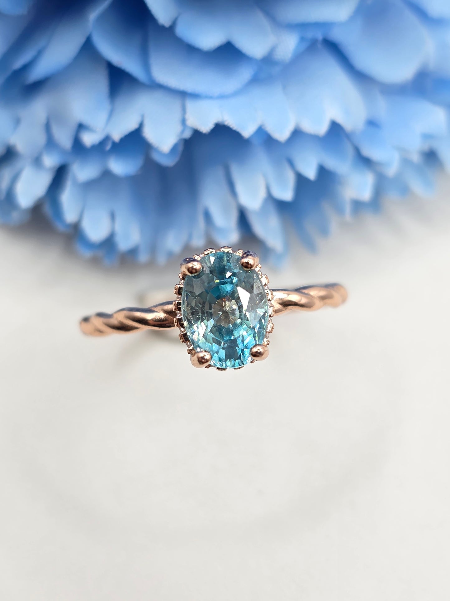 Natural Blue Zircon Ring