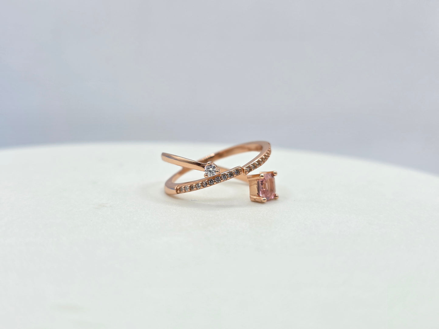 Ascher Cut Pink Tourmaline Ring
