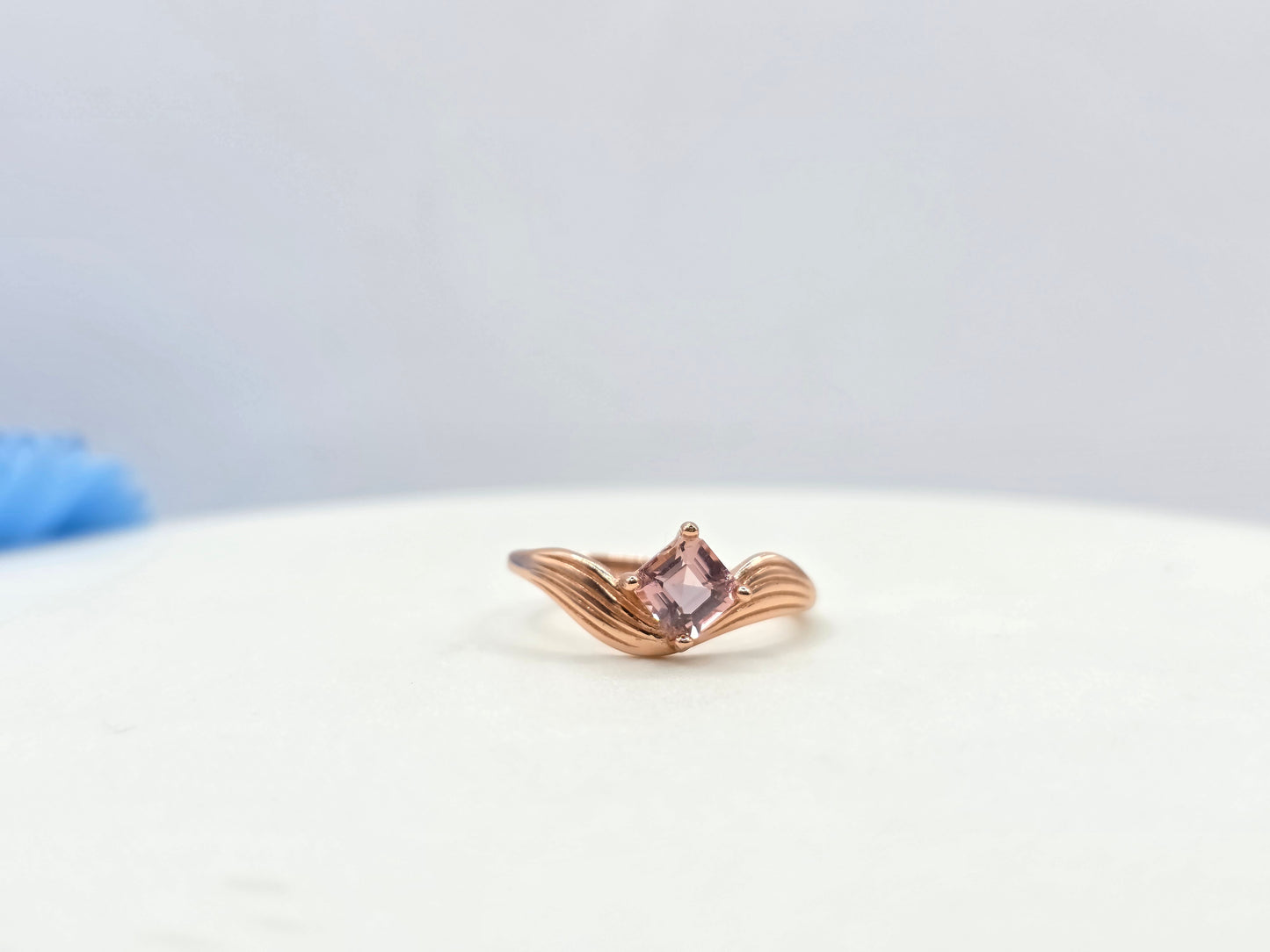 Asscher Cut Pink Tourmaline Ring
