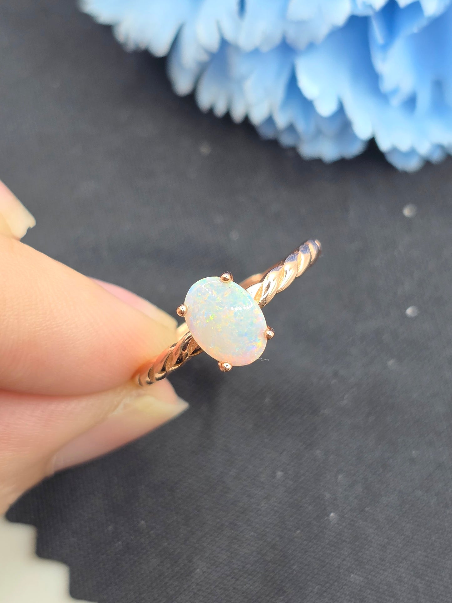 Twisted Band Australian Opal Ring