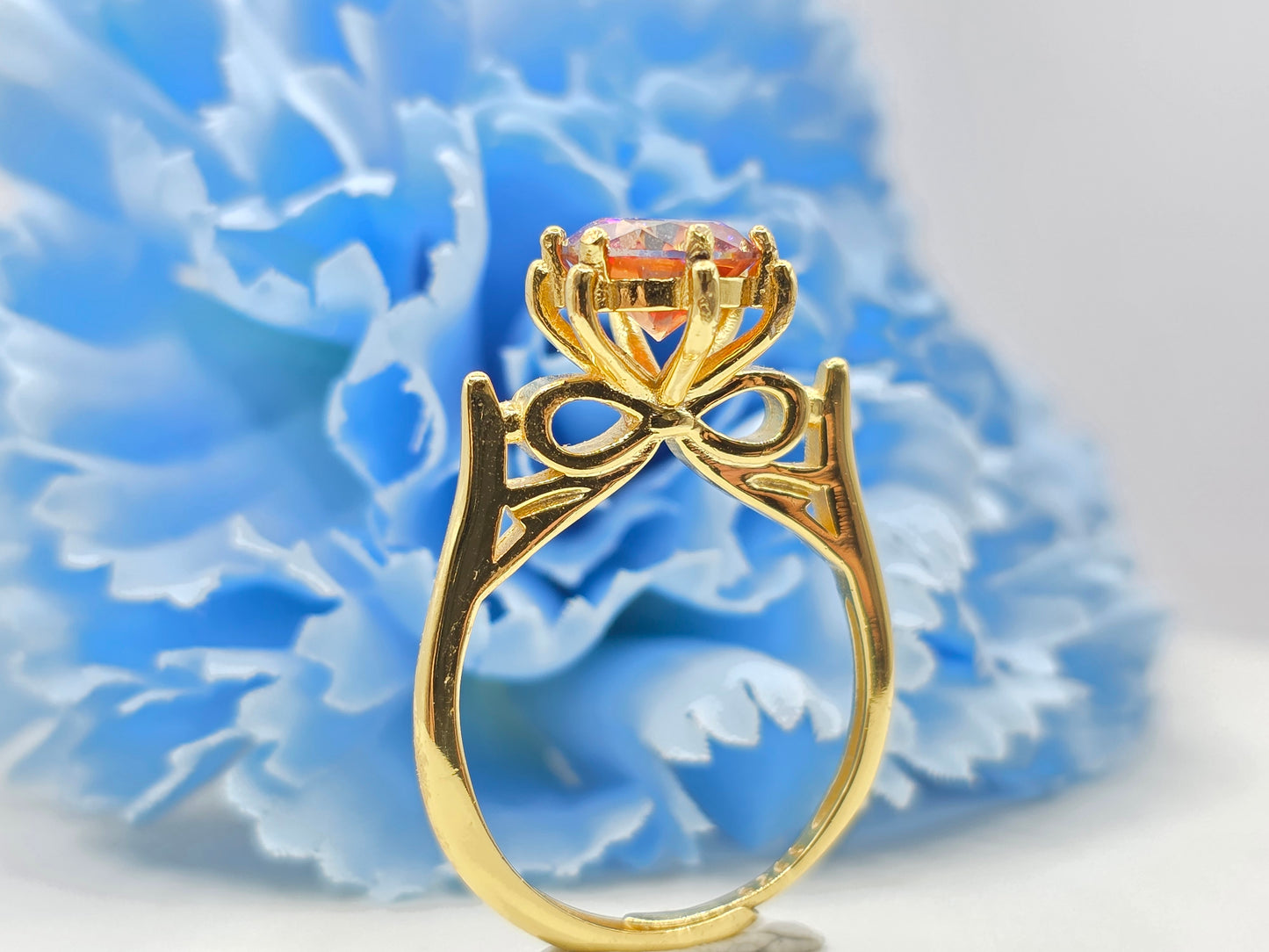 2 Carat Watermelon Moissanite Ring- Yellow Gold