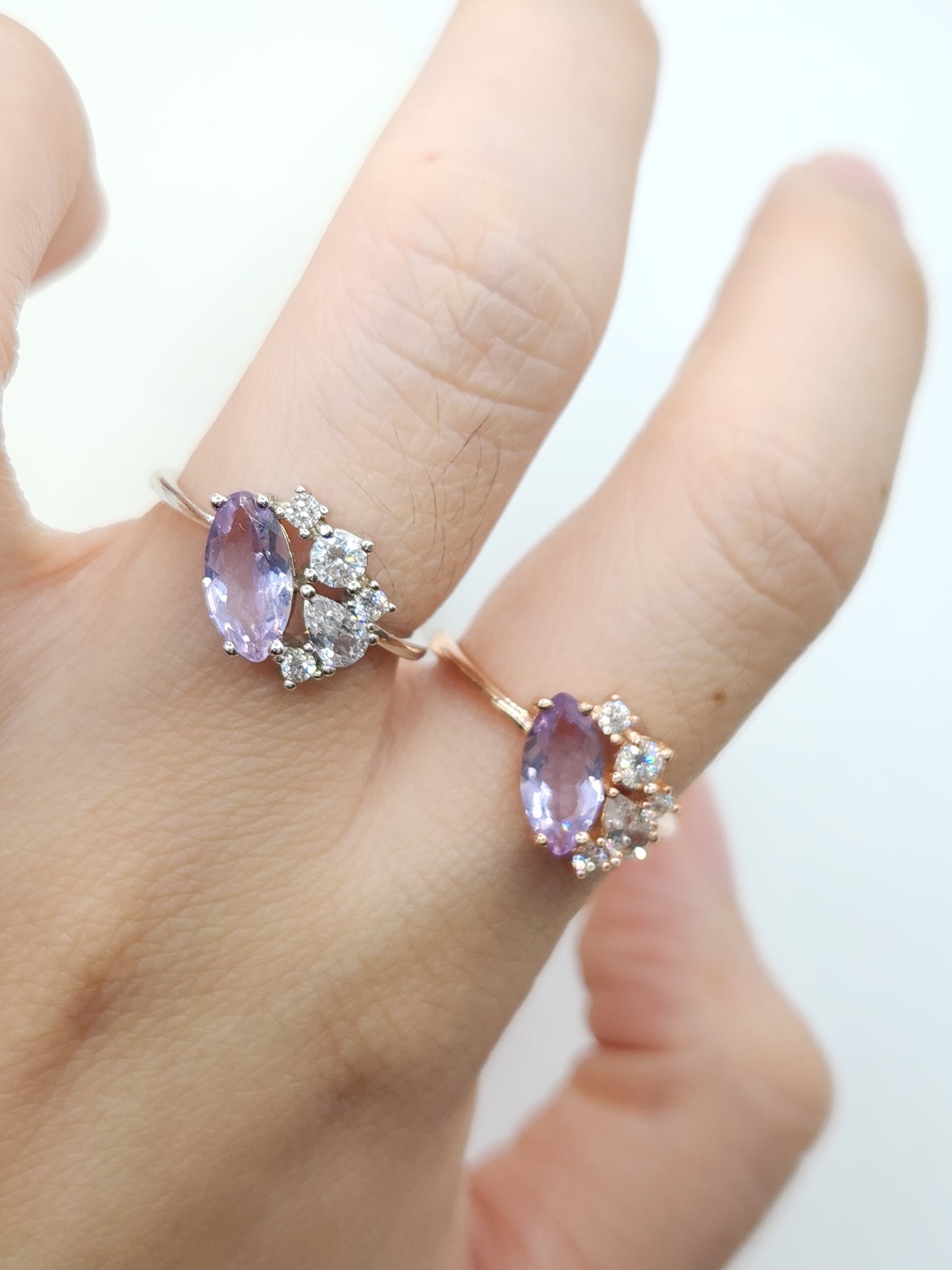 Natural Lavender Amethyst Cluster Ring